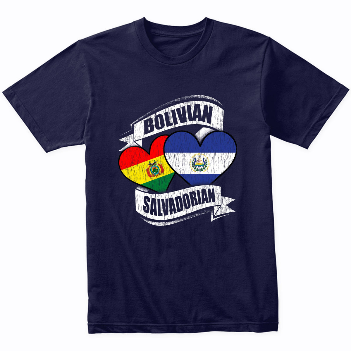 Bolivian Salvadorian Hearts Bolivia El Salvador Flags T-Shirt