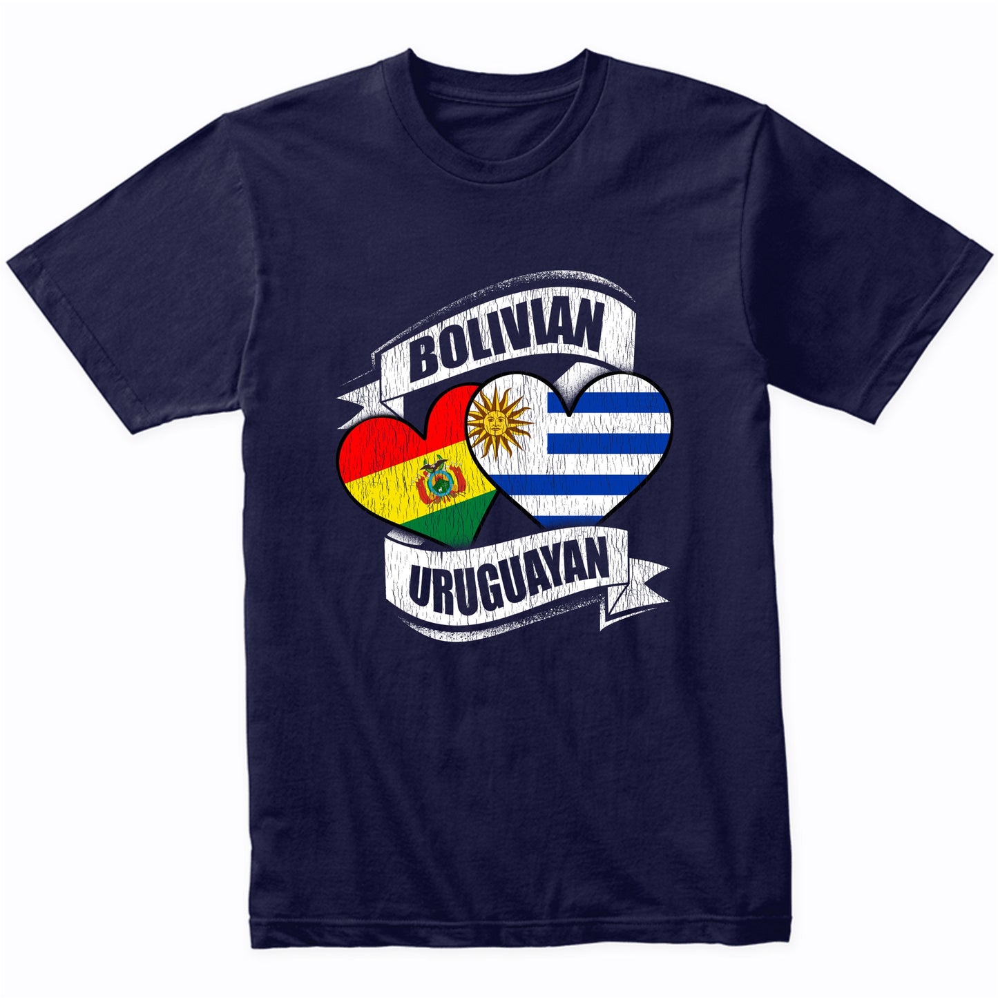Bolivian Uruguayan Hearts Bolivia Uruguay Flags T-Shirt
