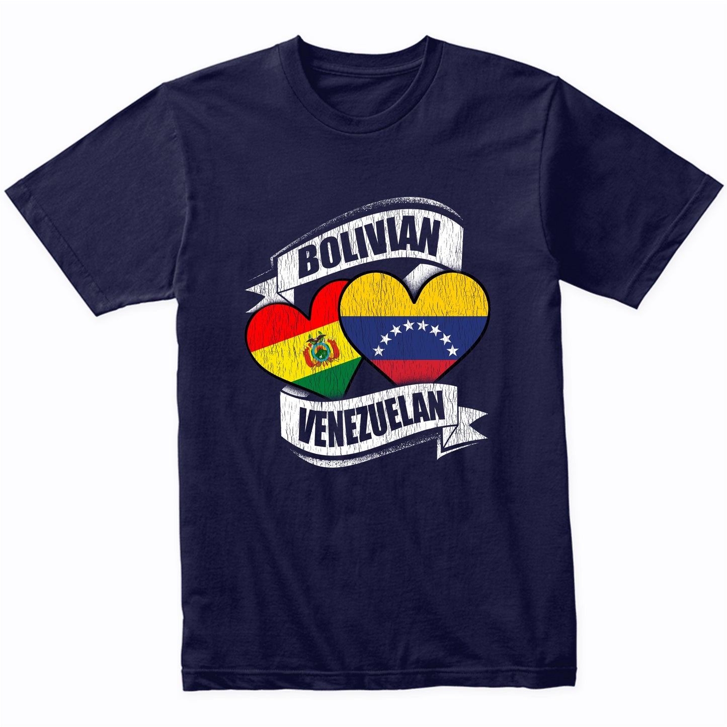 Bolivian Venezuelan Hearts Bolivia Venezuela Flags T-Shirt