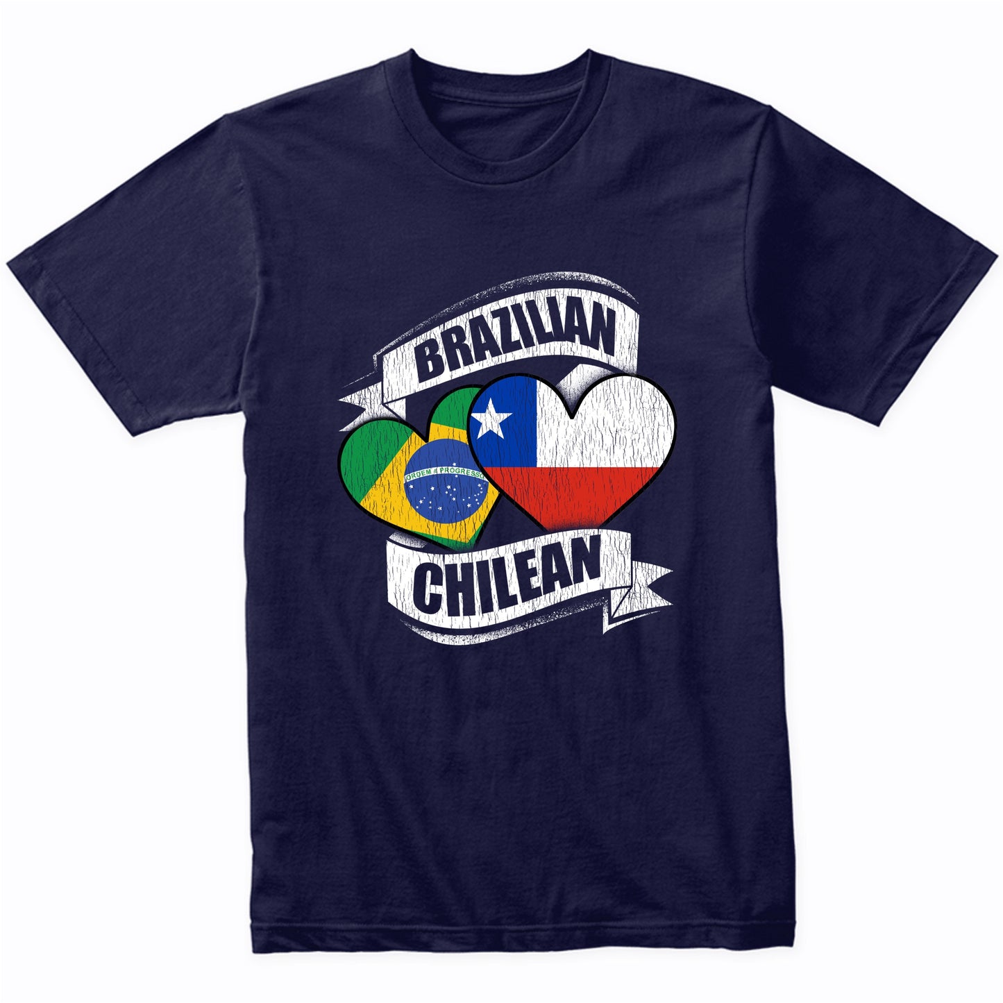 Brazilian Chilean Hearts Brazil Chile Flags T-Shirt