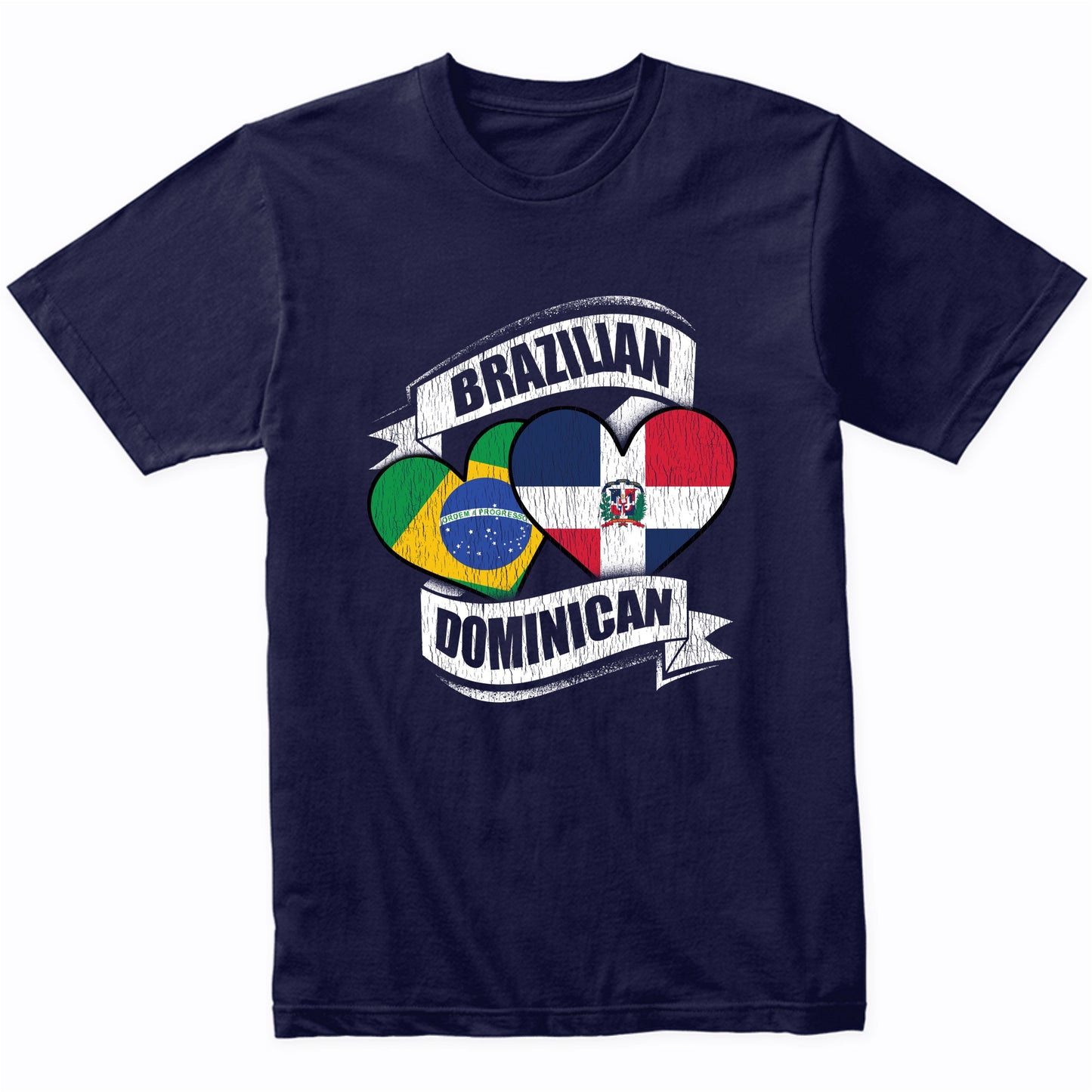Brazilian Dominican Hearts Brazil Dominican Republic Flags T-Shirt