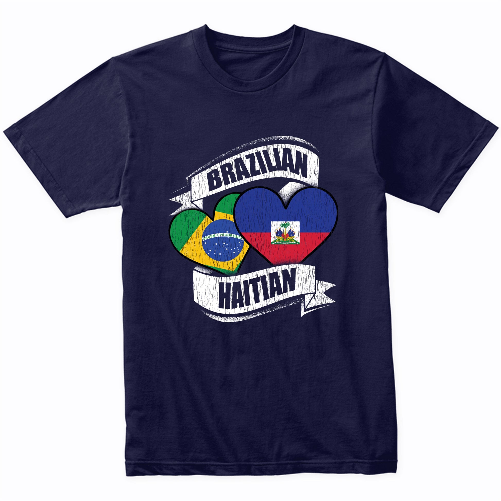 Brazilian Haitian Hearts Brazil Haiti Flags T-Shirt