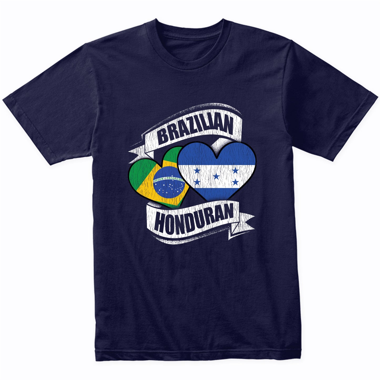 Brazilian Honduran Hearts Brazil Honduras Flags T-Shirt