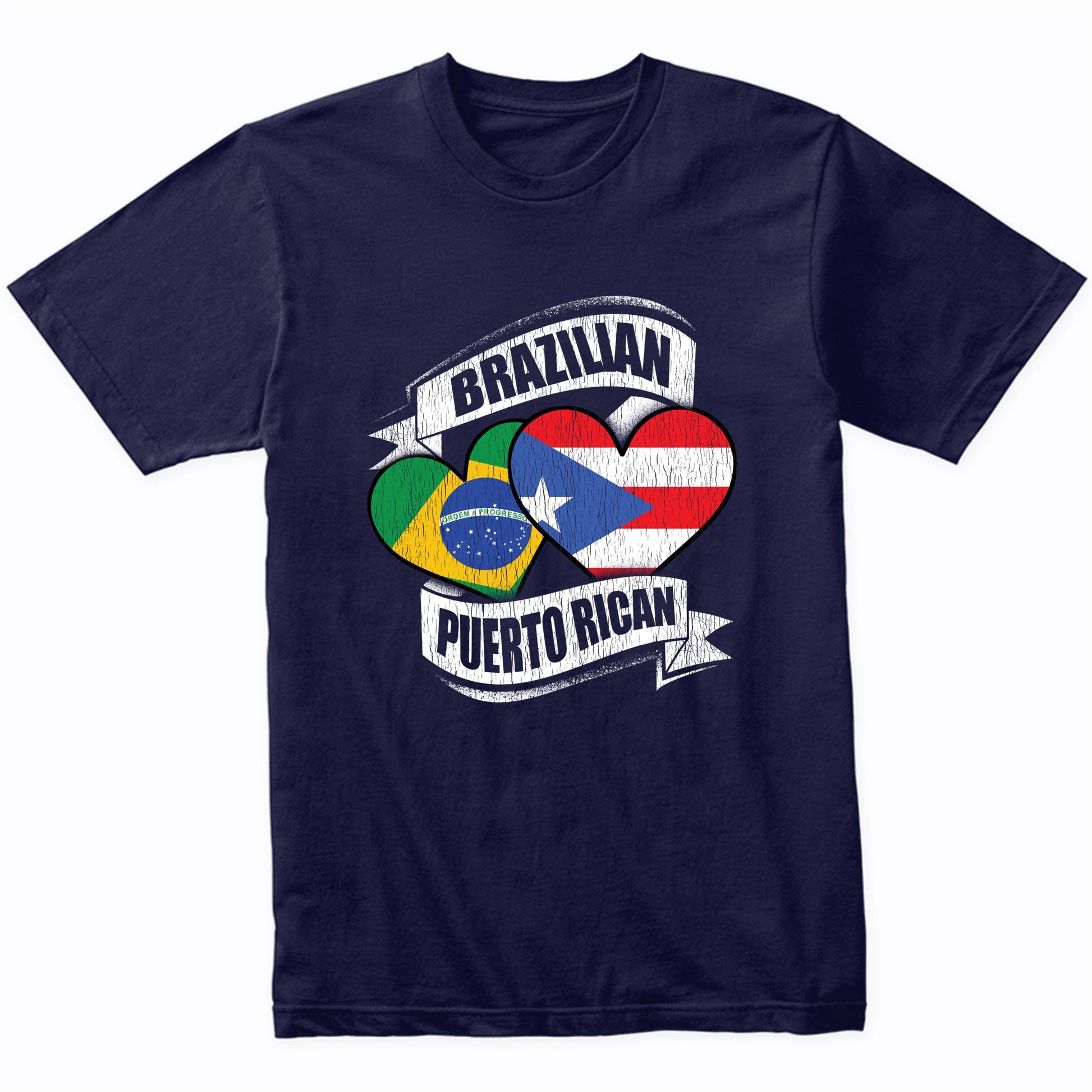 Brazilian Puerto Rican Hearts Brazil Puerto Rico Flags T-Shirt
