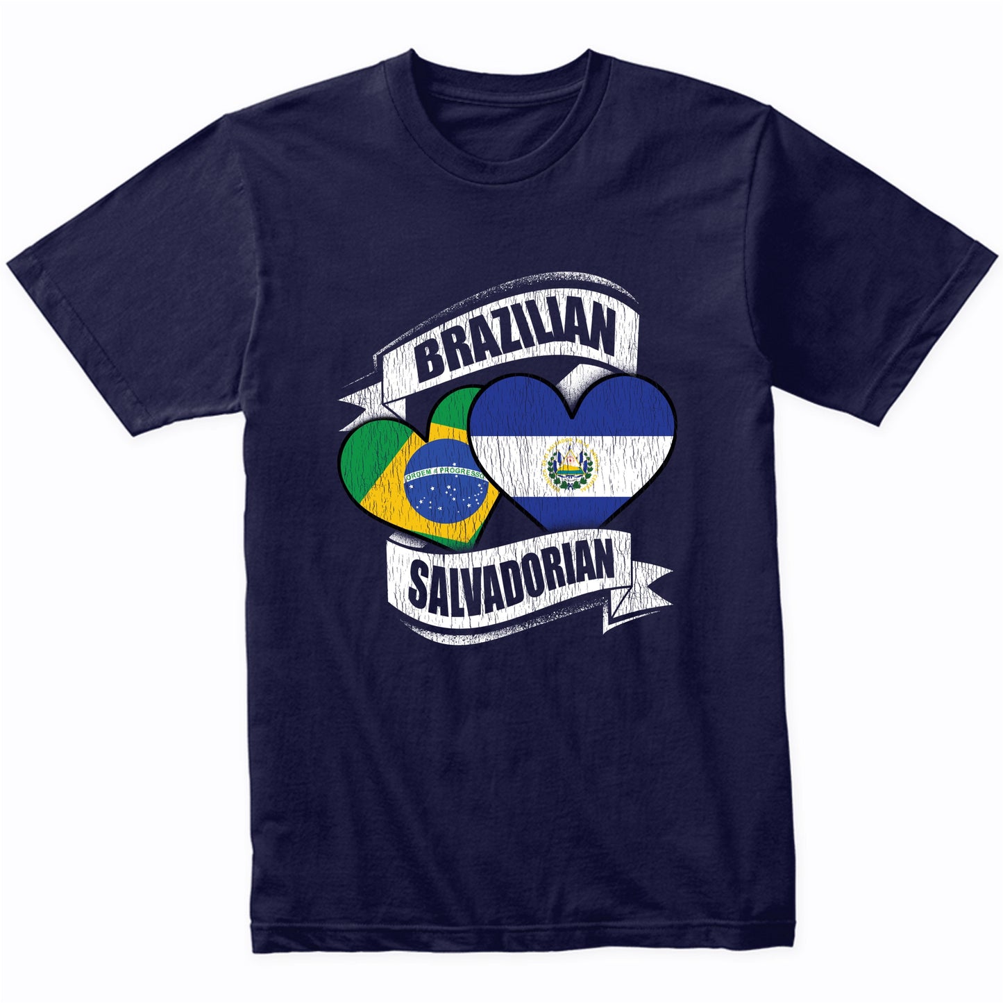 Brazilian Salvadorian Hearts Brazil El Salvador Flags T-Shirt