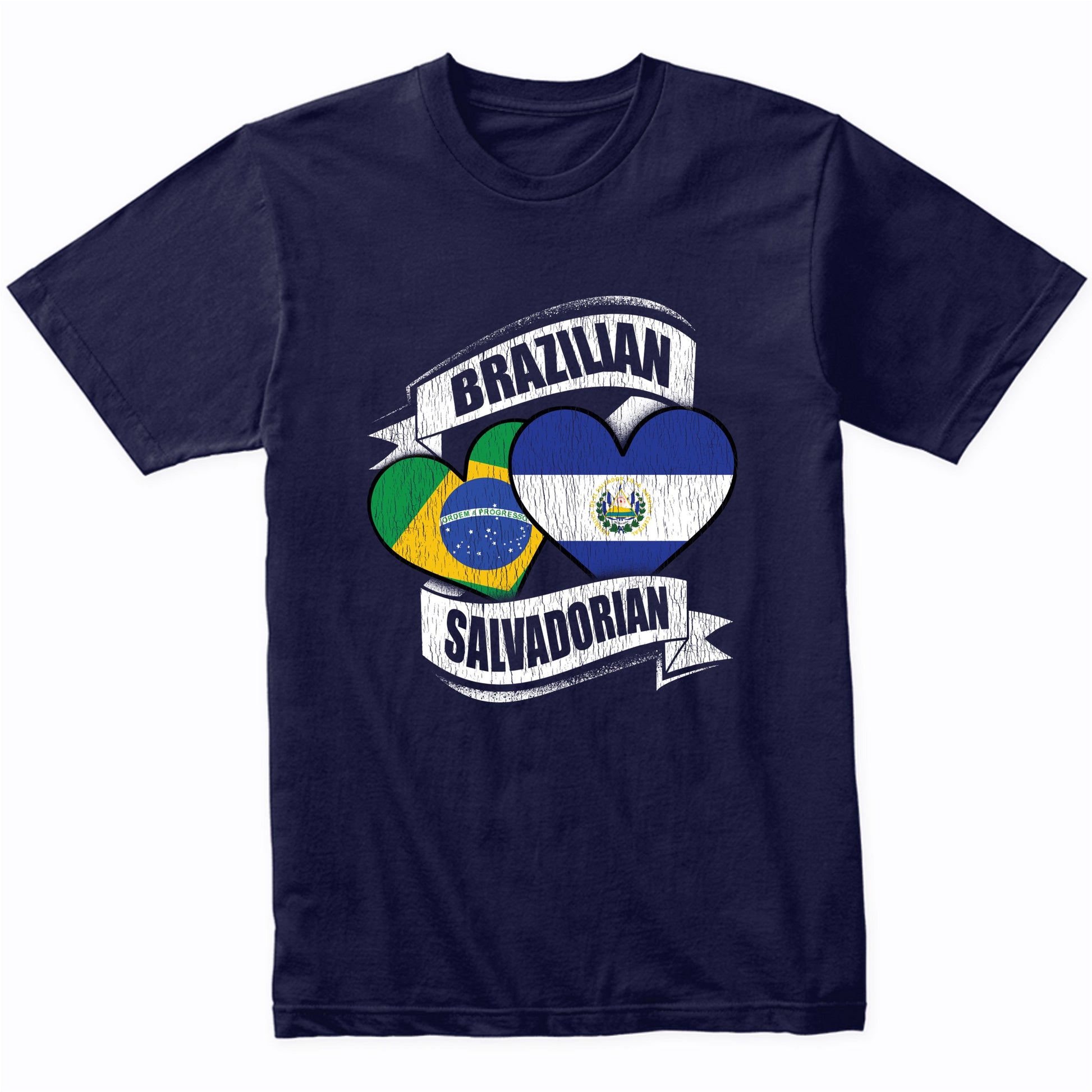 Brazilian Salvadorian Hearts Brazil El Salvador Flags T-Shirt