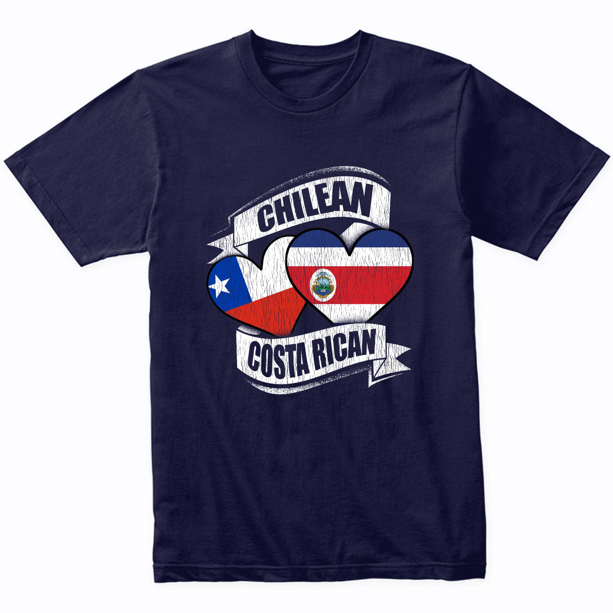 Chilean Costa Rican Hearts Chile Costa Rica Flags T-Shirt