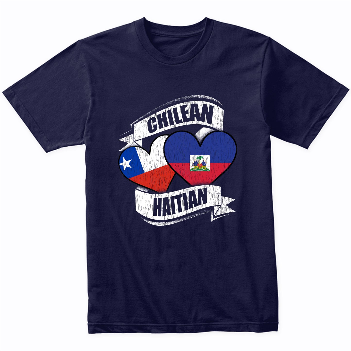 Chilean Haitian Hearts Chile Haiti Flags T-Shirt