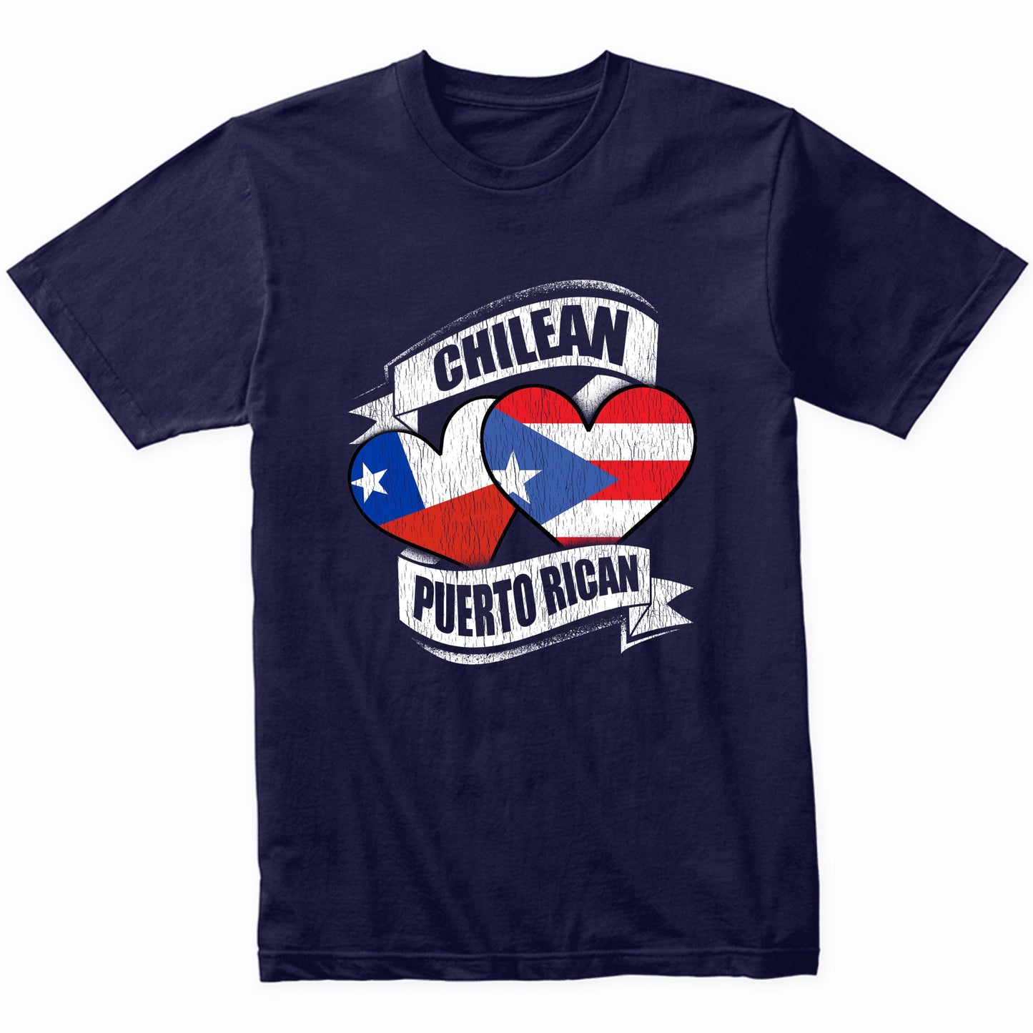 Chilean Puerto Rican Hearts Chile Puerto Rico Flags T-Shirt