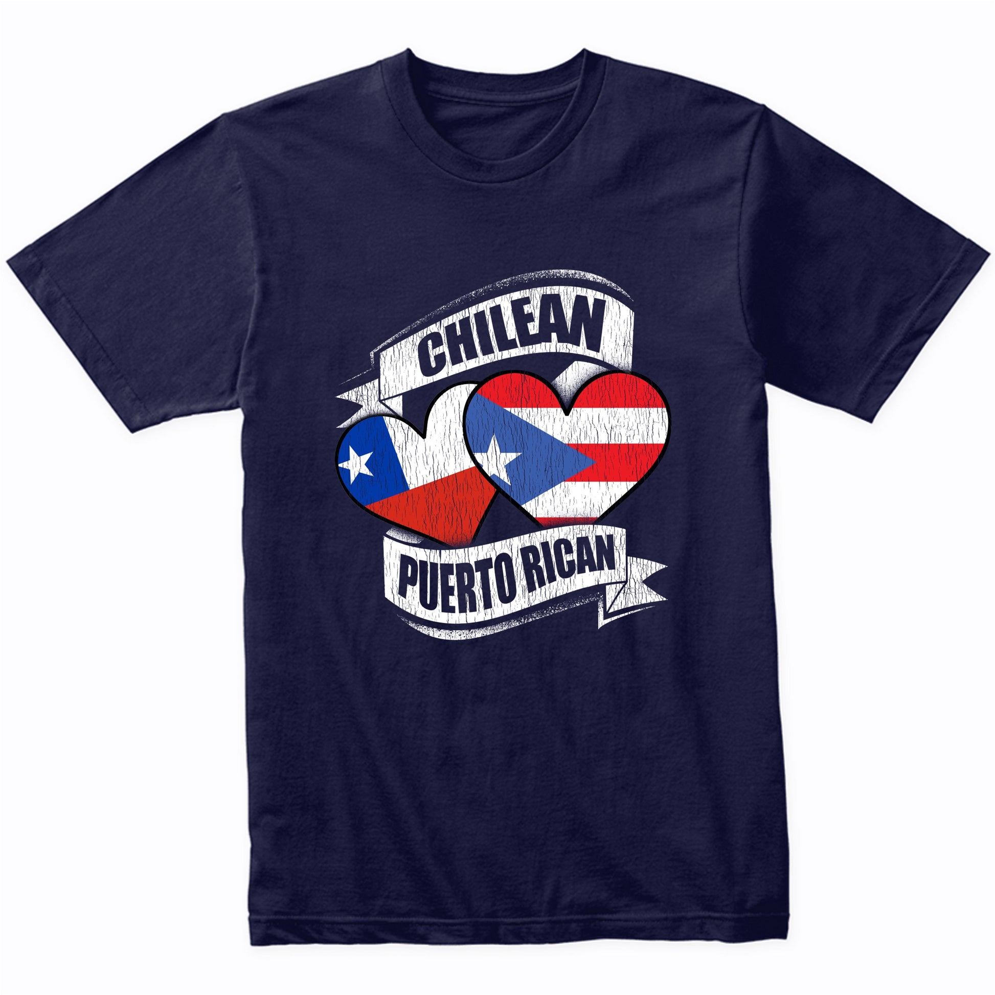 Chilean Puerto Rican Hearts Chile Puerto Rico Flags T-Shirt