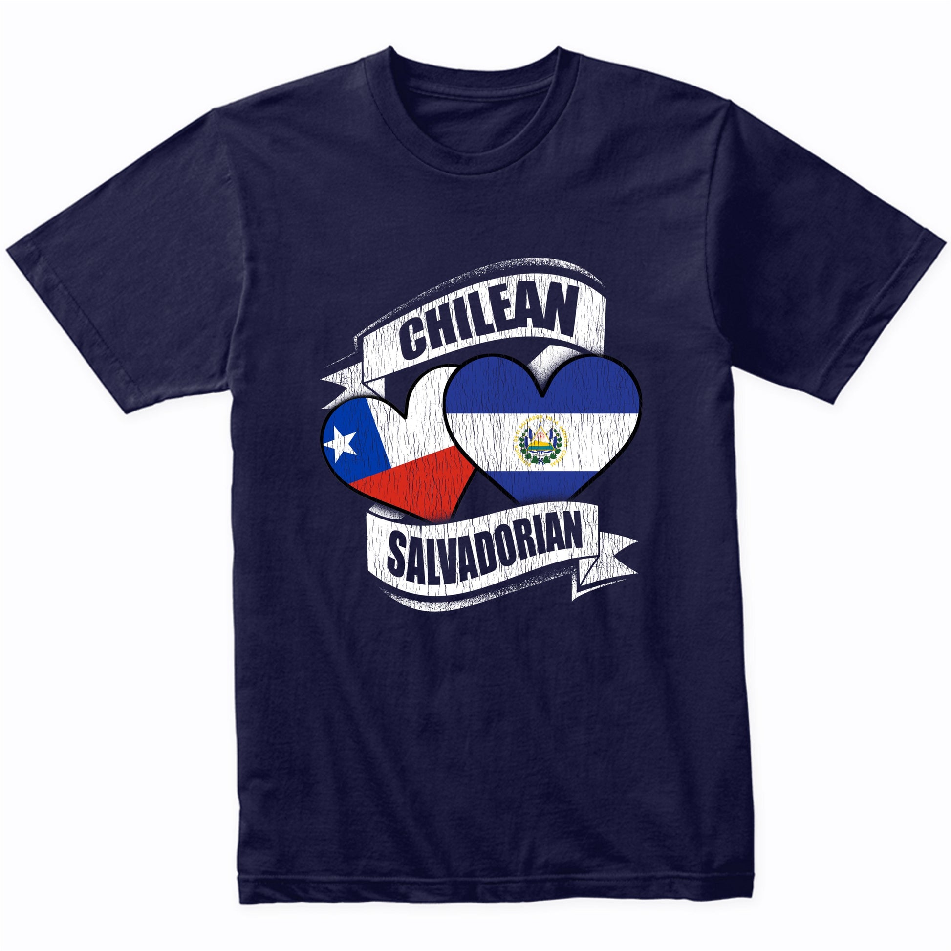 Chilean Salvadorian Hearts Chile El Salvador Flags T-Shirt