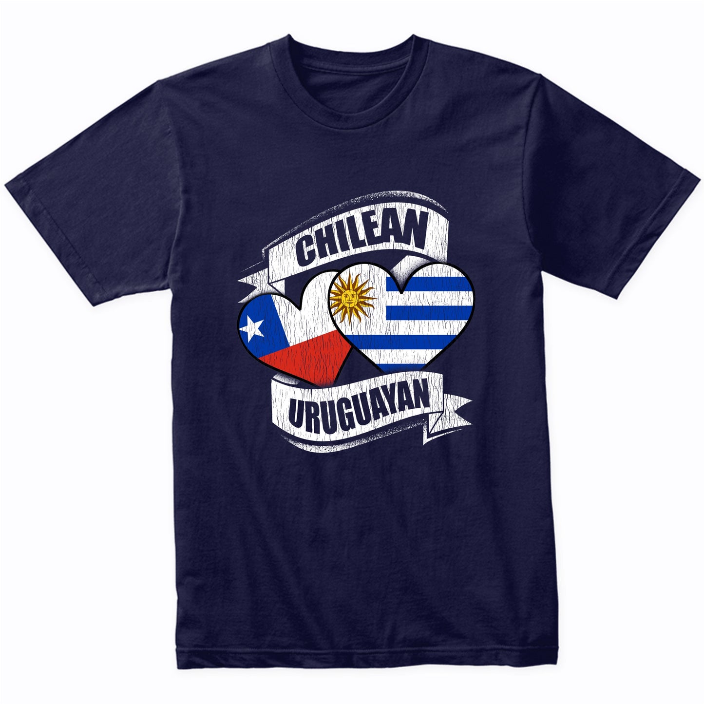 Chilean Uruguayan Hearts Chile Uruguay Flags T-Shirt