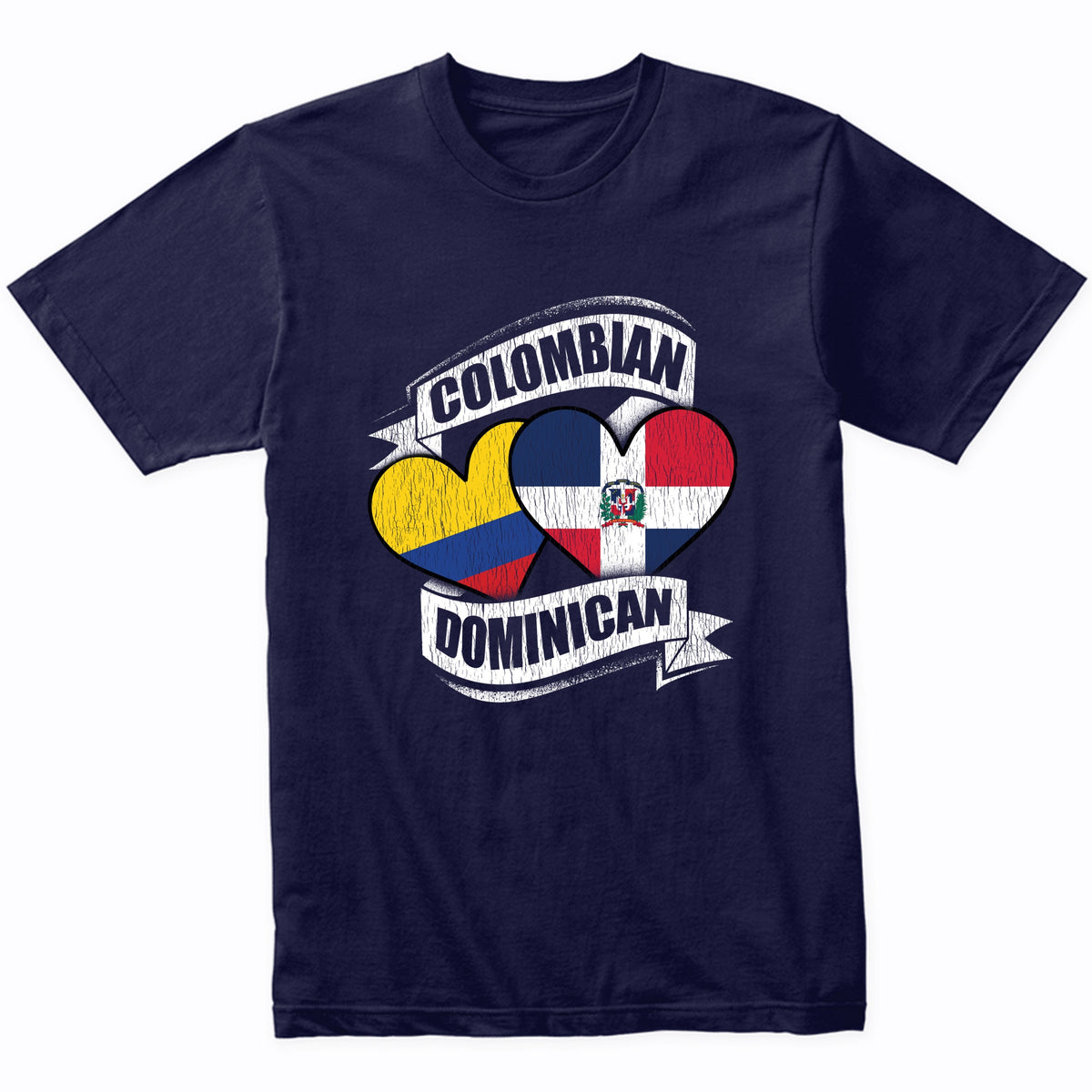 Colombian Dominican Hearts Colombia Dominican Republic Flags T-Shirt