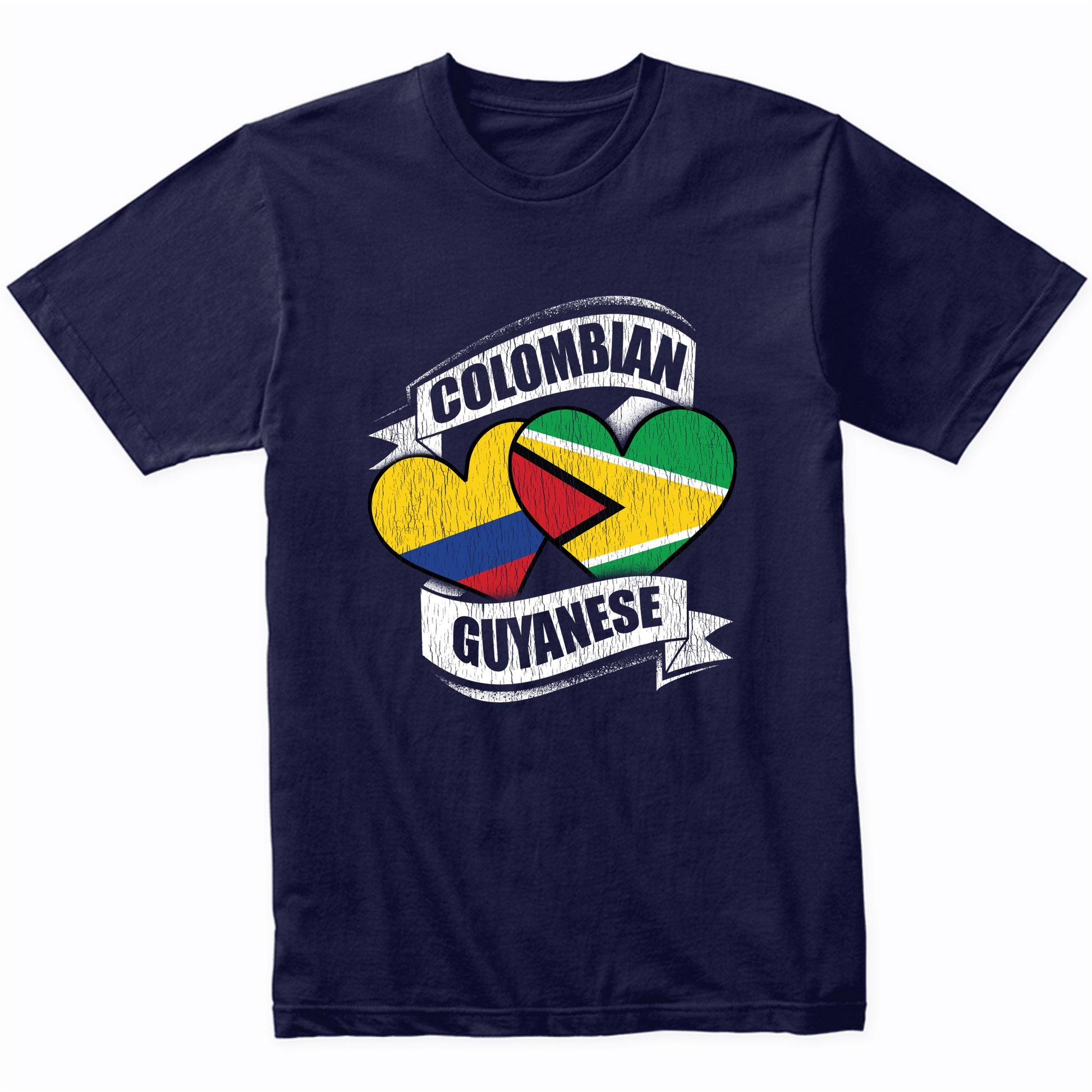 Colombian Guyanese Hearts Colombia Guyana Flags T-Shirt