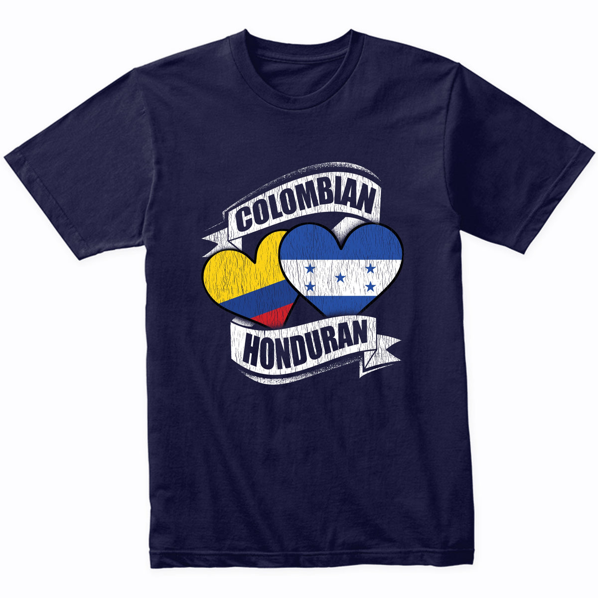 Colombian Honduran Hearts Colombia Honduras Flags T-Shirt