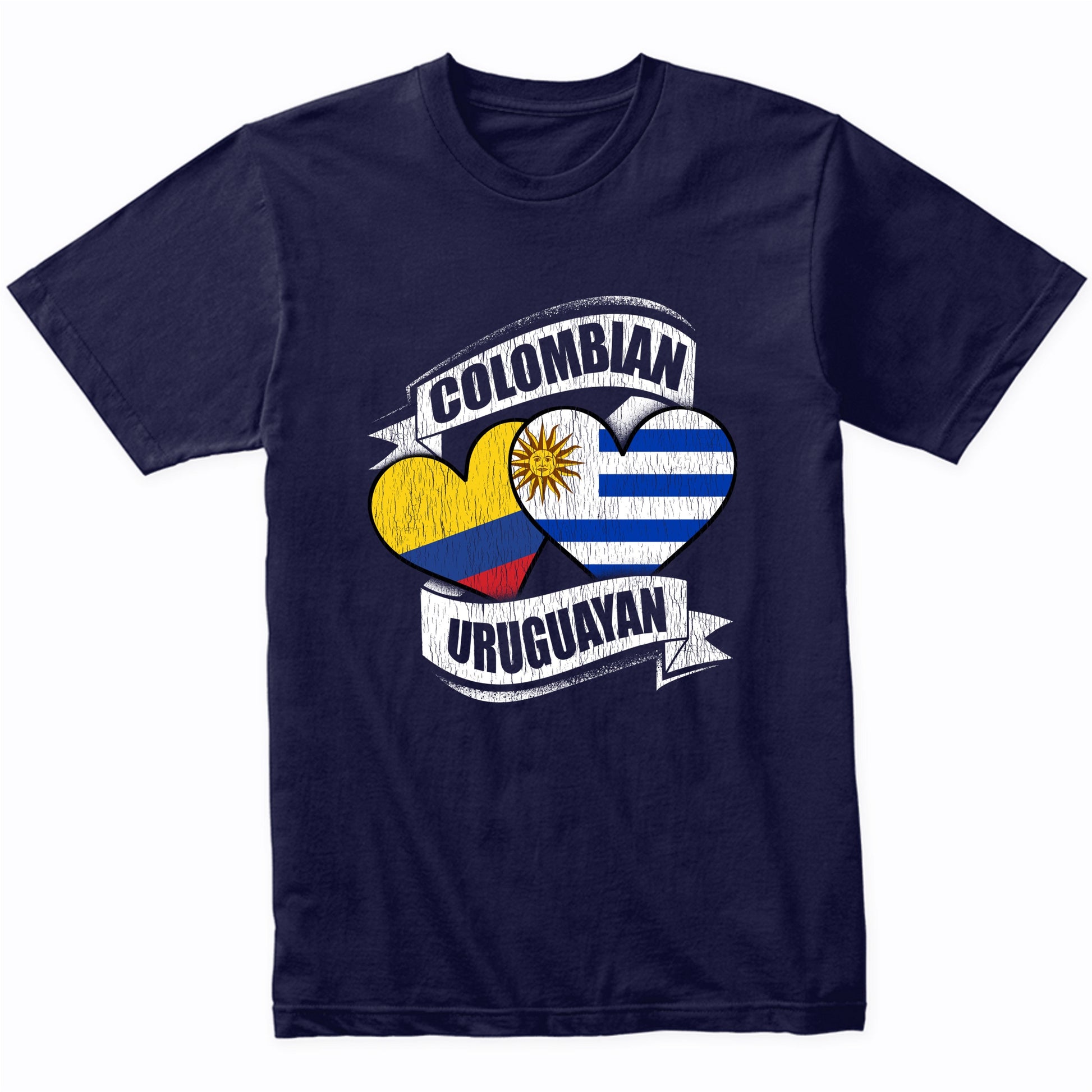 Colombian Uruguayan Hearts Colombia Uruguay Flags T-Shirt