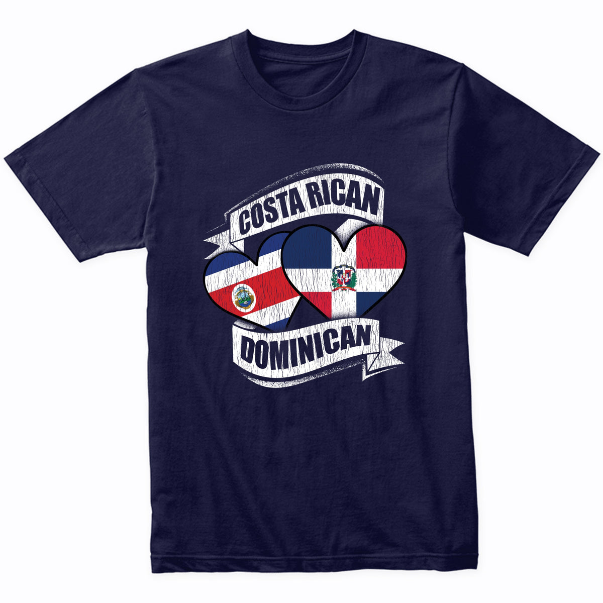 Costa Rican Dominican Hearts Costa Rica Dominican Flags T-Shirt
