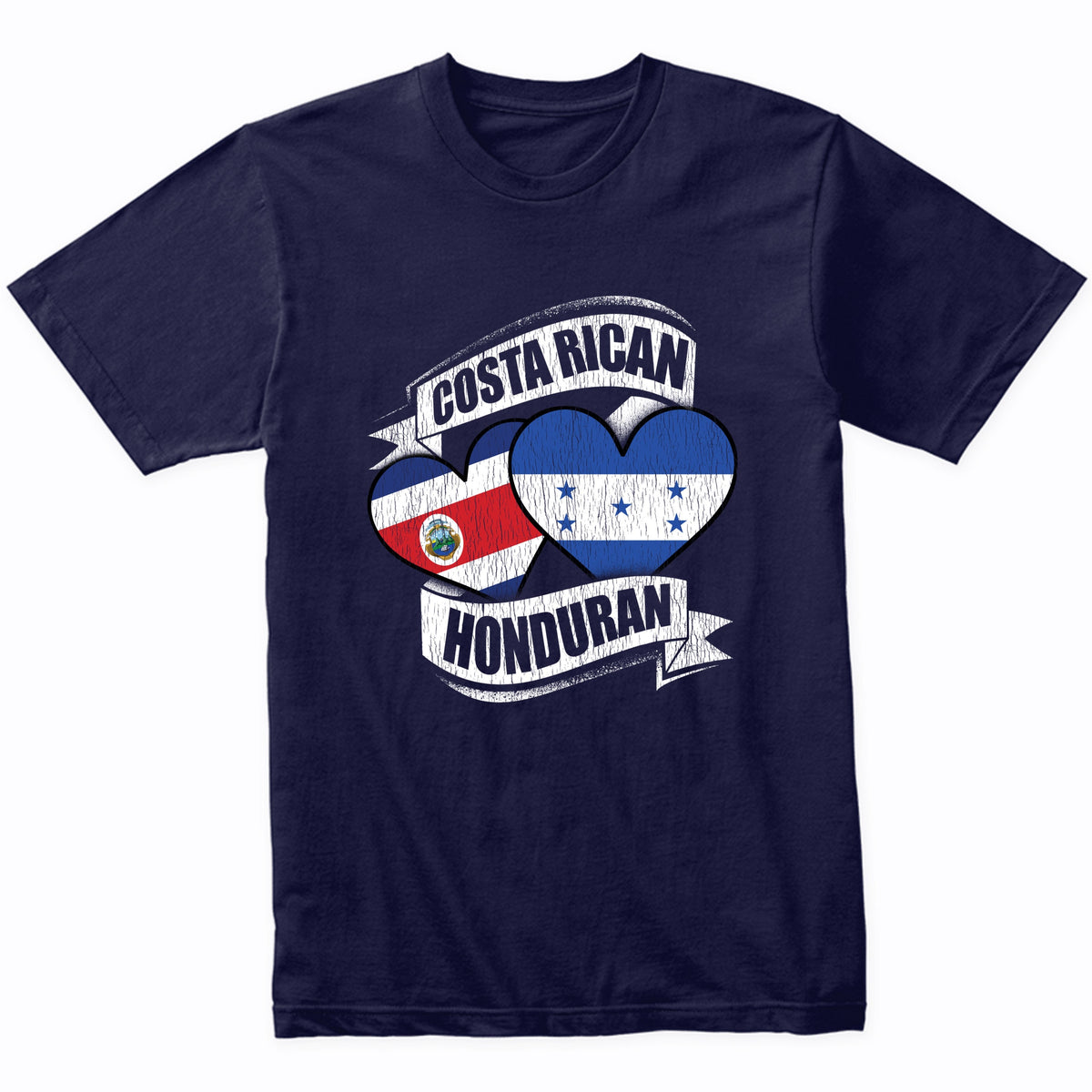 Costa Rican Honduran Hearts Costa Rica Honduras Flags T-Shirt