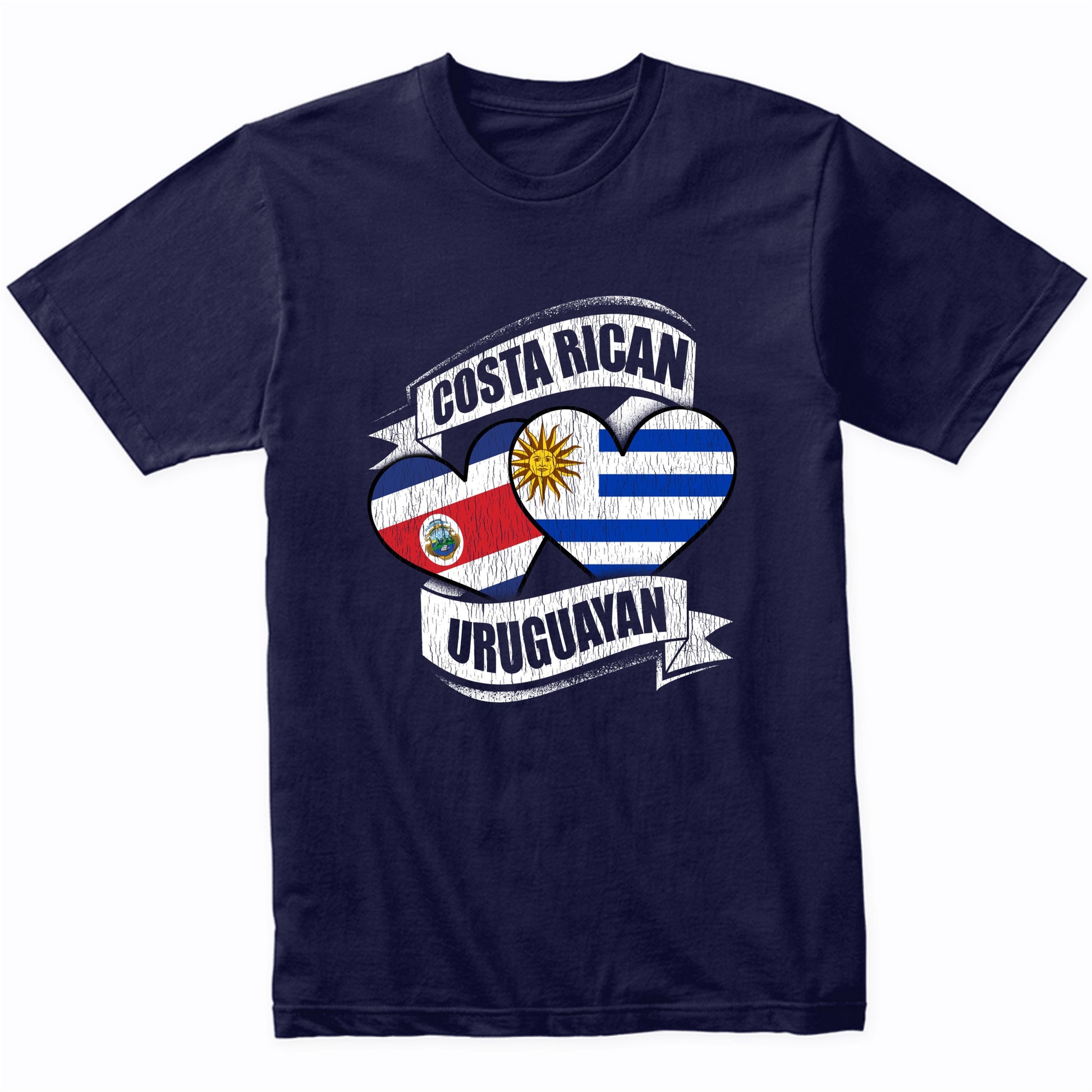 Costa Rican Uruguayan Hearts Costa Rica Uruguay Flags T-Shirt