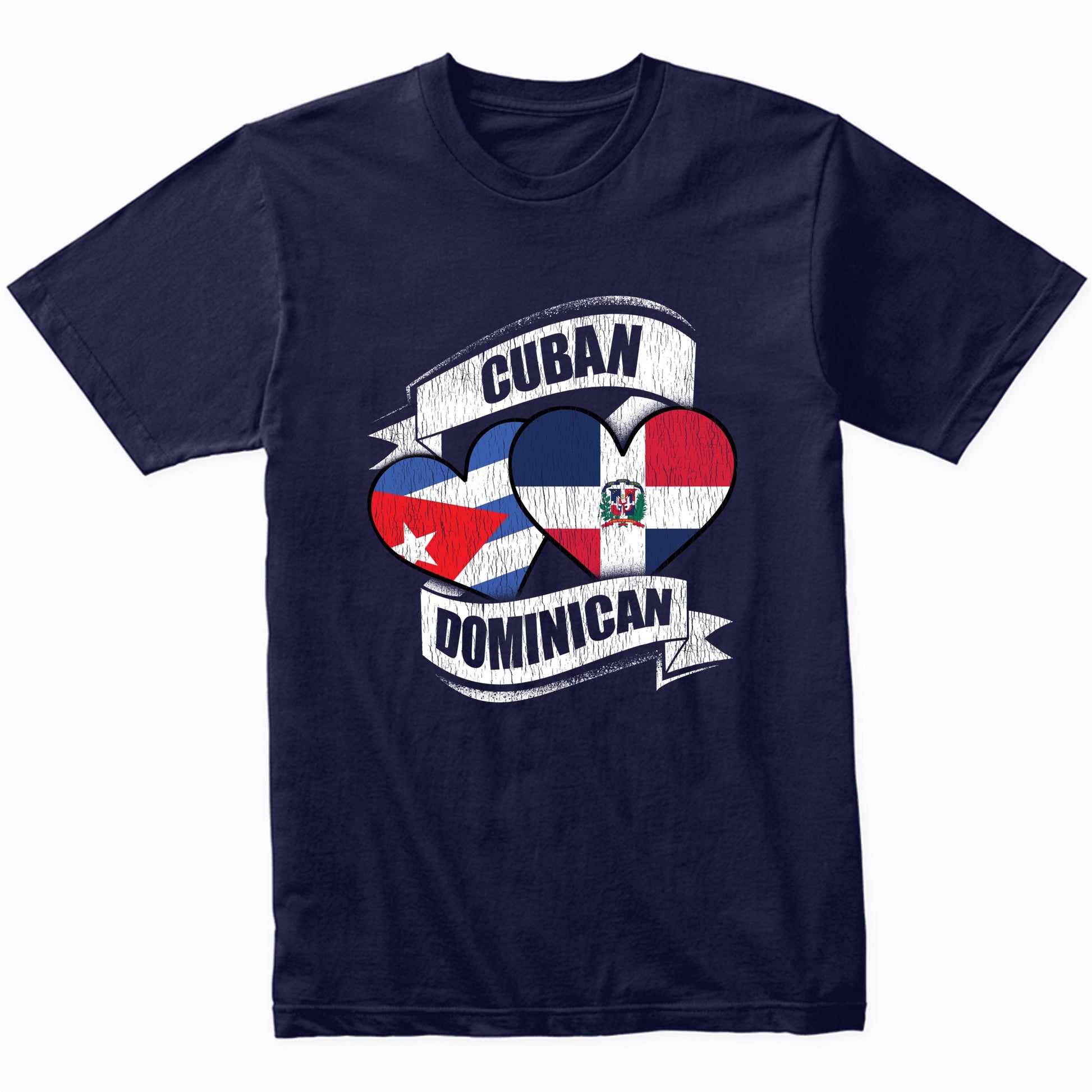 Cuban Dominican Hearts Cuba Dominican Republic Flags T-Shirt