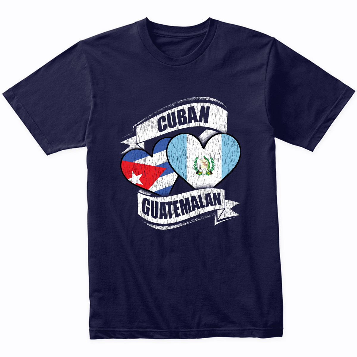 Cuban Guatemalan Hearts Cuba Guatemala Flags T-Shirt