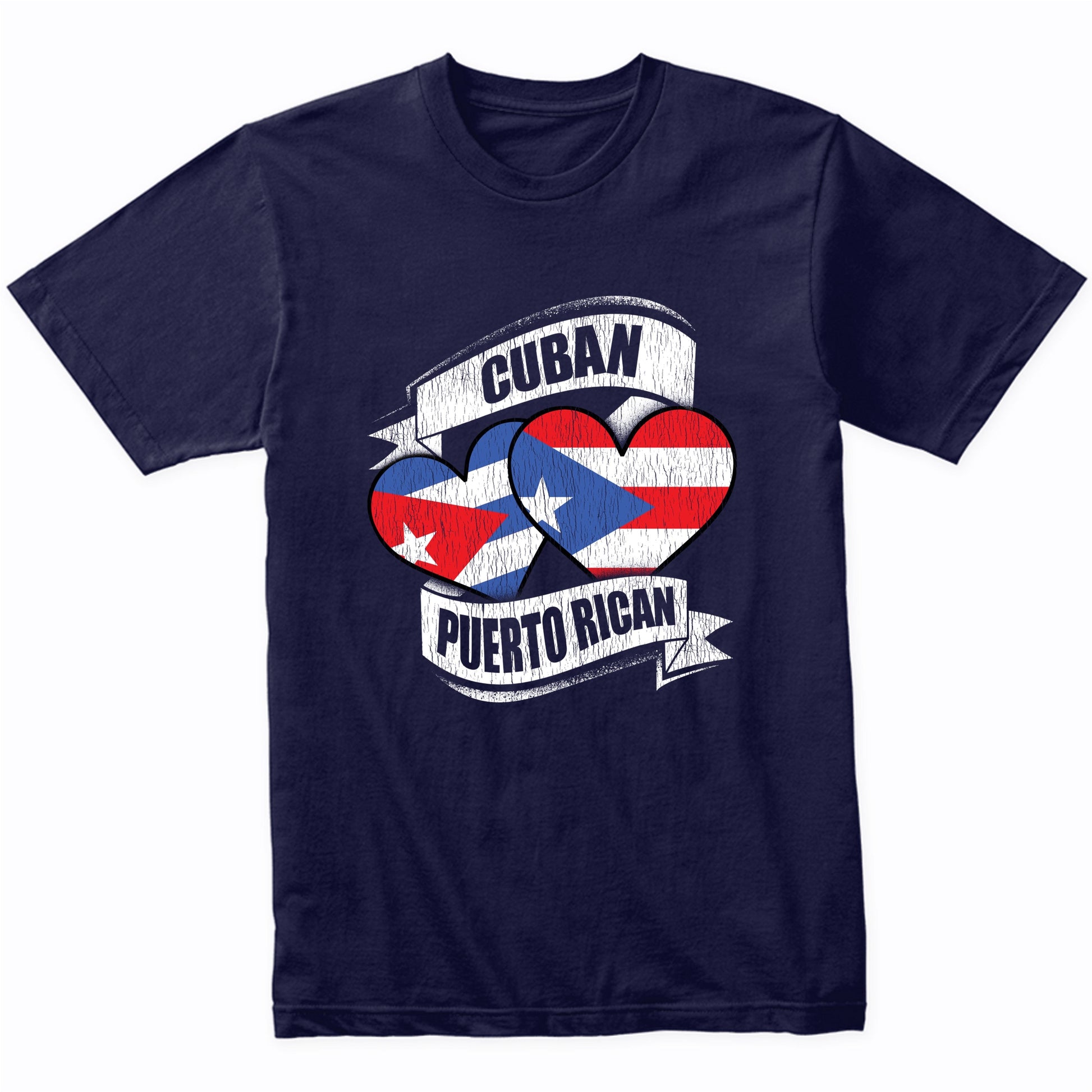 Cuban Puerto Rican Hearts Cuba Puerto Rico Flags T-Shirt