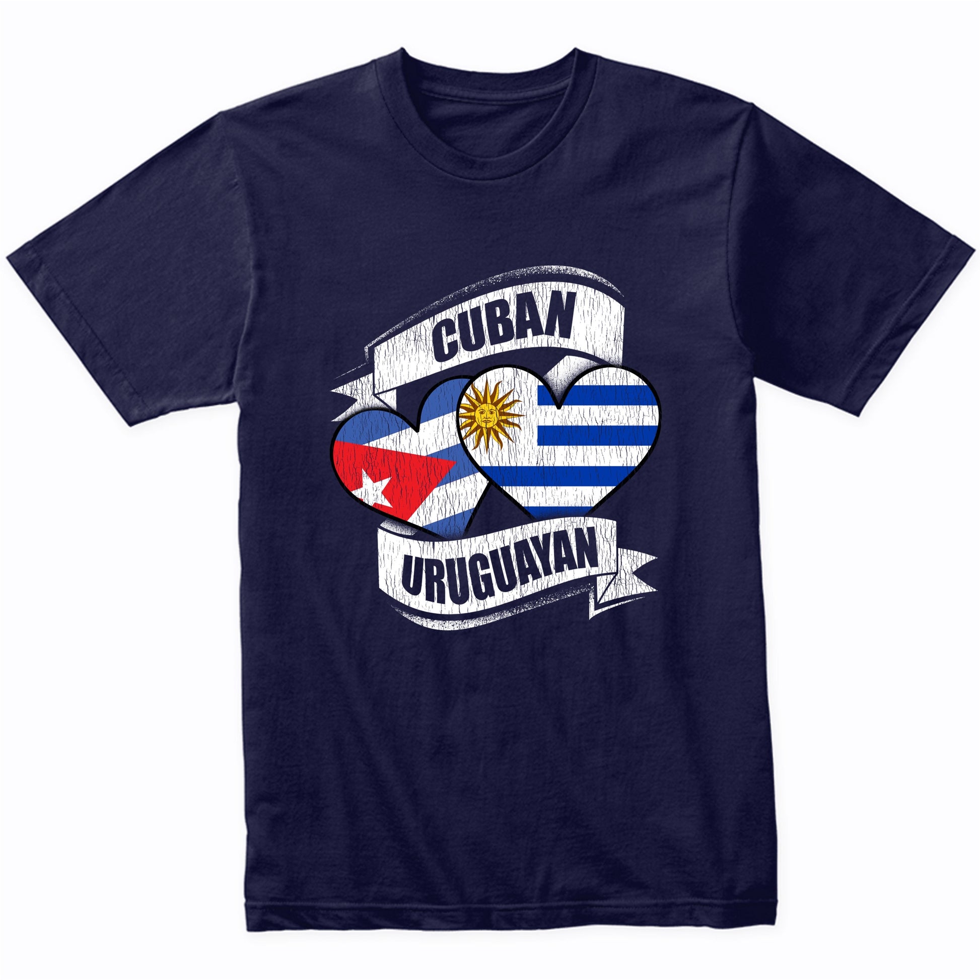 Cuban Uruguayan Hearts Cuba Uruguay Flags T-Shirt