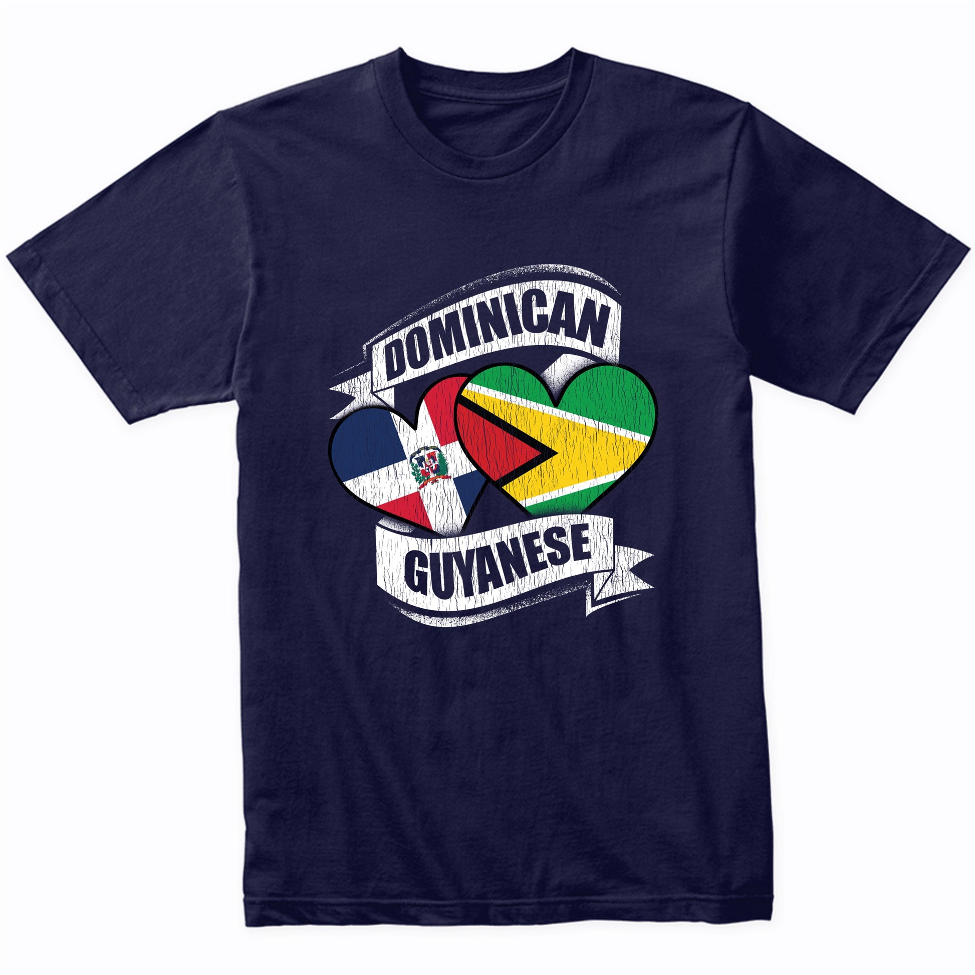 Dominican Guyanese Hearts Dominican Republic Guyana Flags T-Shirt