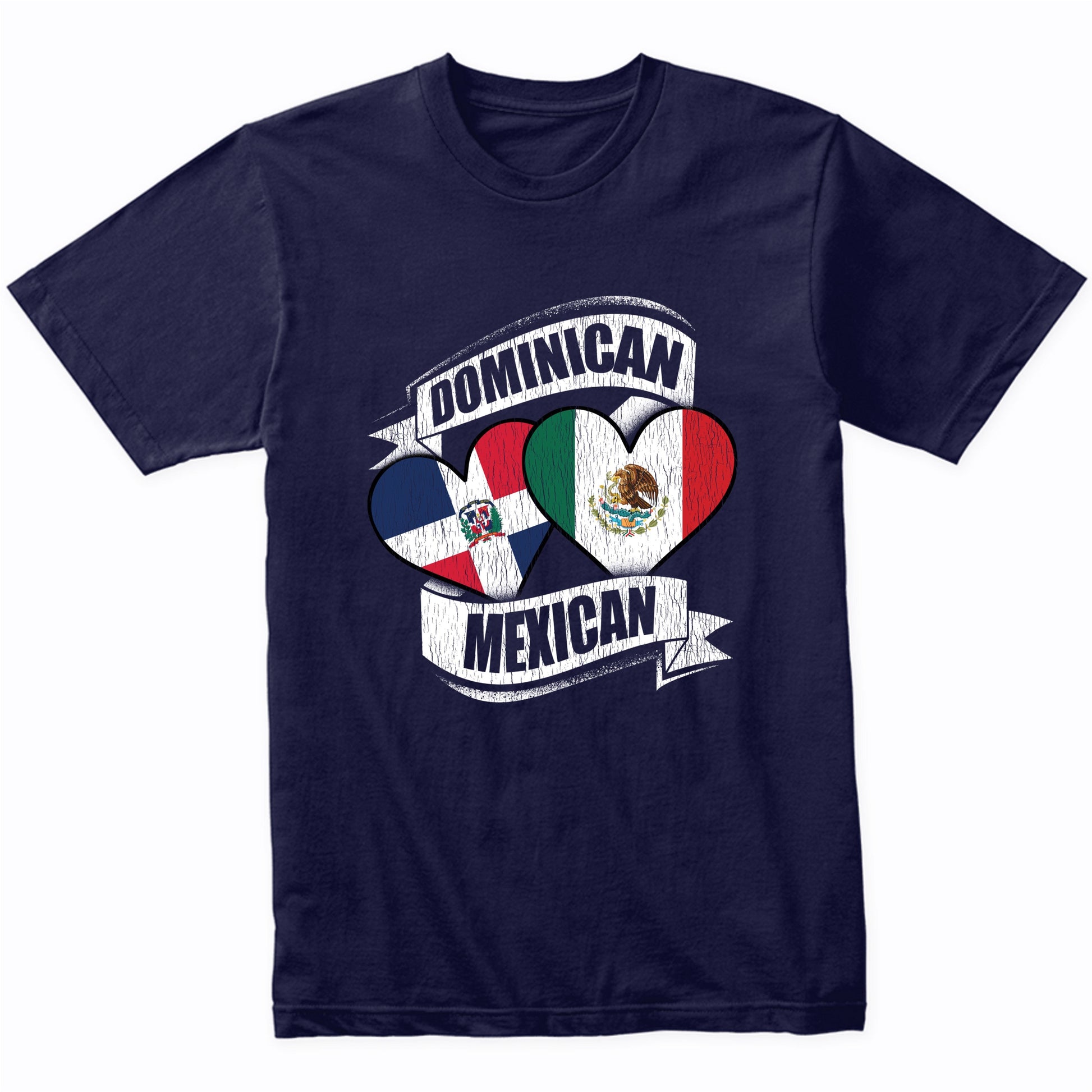 Dominican Mexican Hearts Dominican Republic Mexico Flags T-Shirt