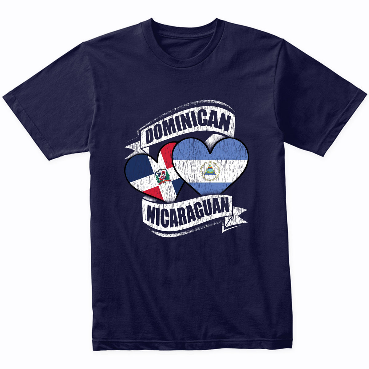 Dominican Nicaraguan Heart Dominican Republic Nicaragua Flag T-Shirt