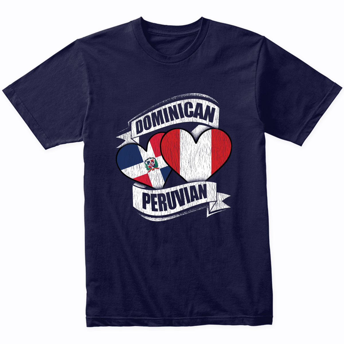 Dominican Peruvian Hearts Dominican Republic Peru Flags T-Shirt