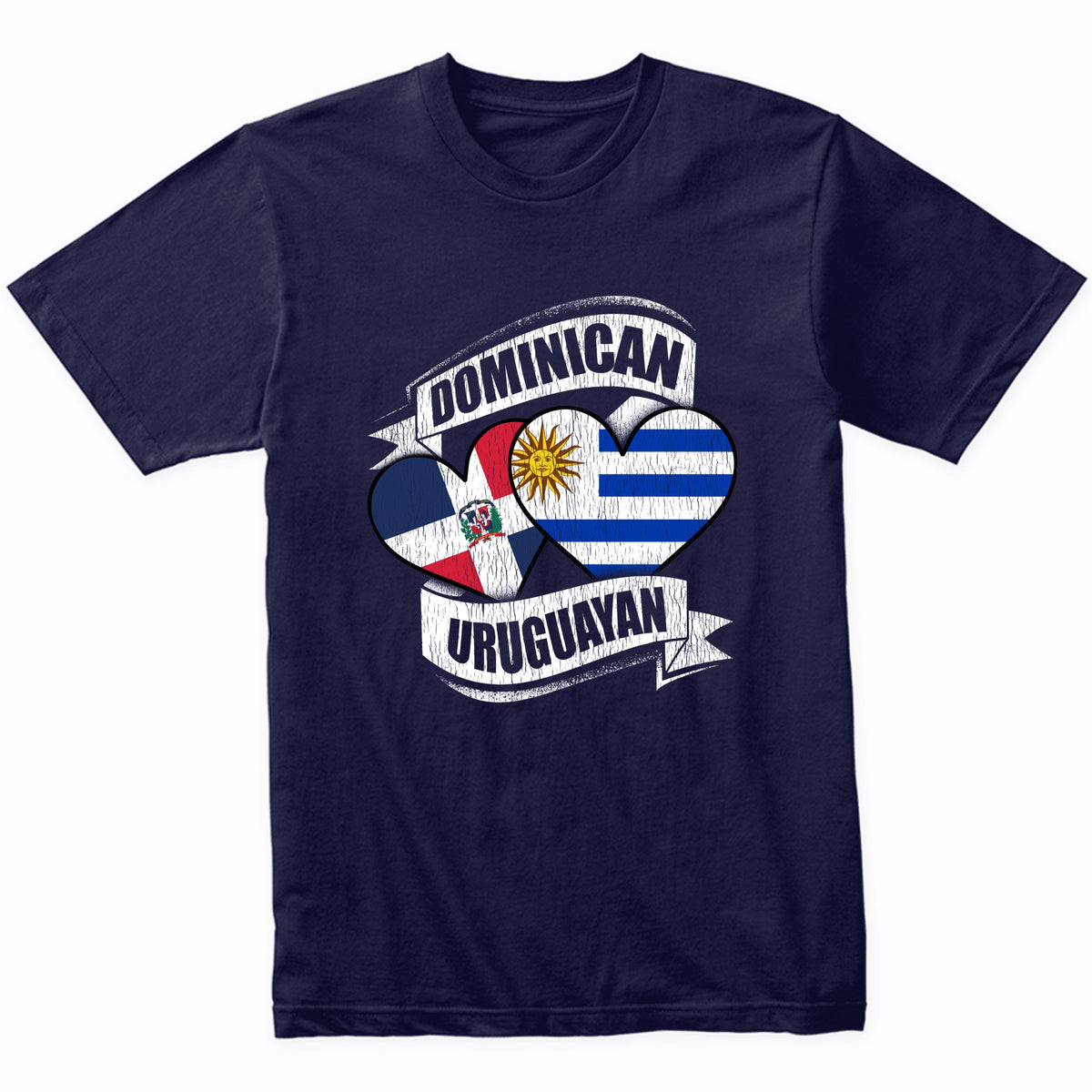 Dominican Uruguayan Hearts Dominican Republic Uruguay Flags T-Shirt