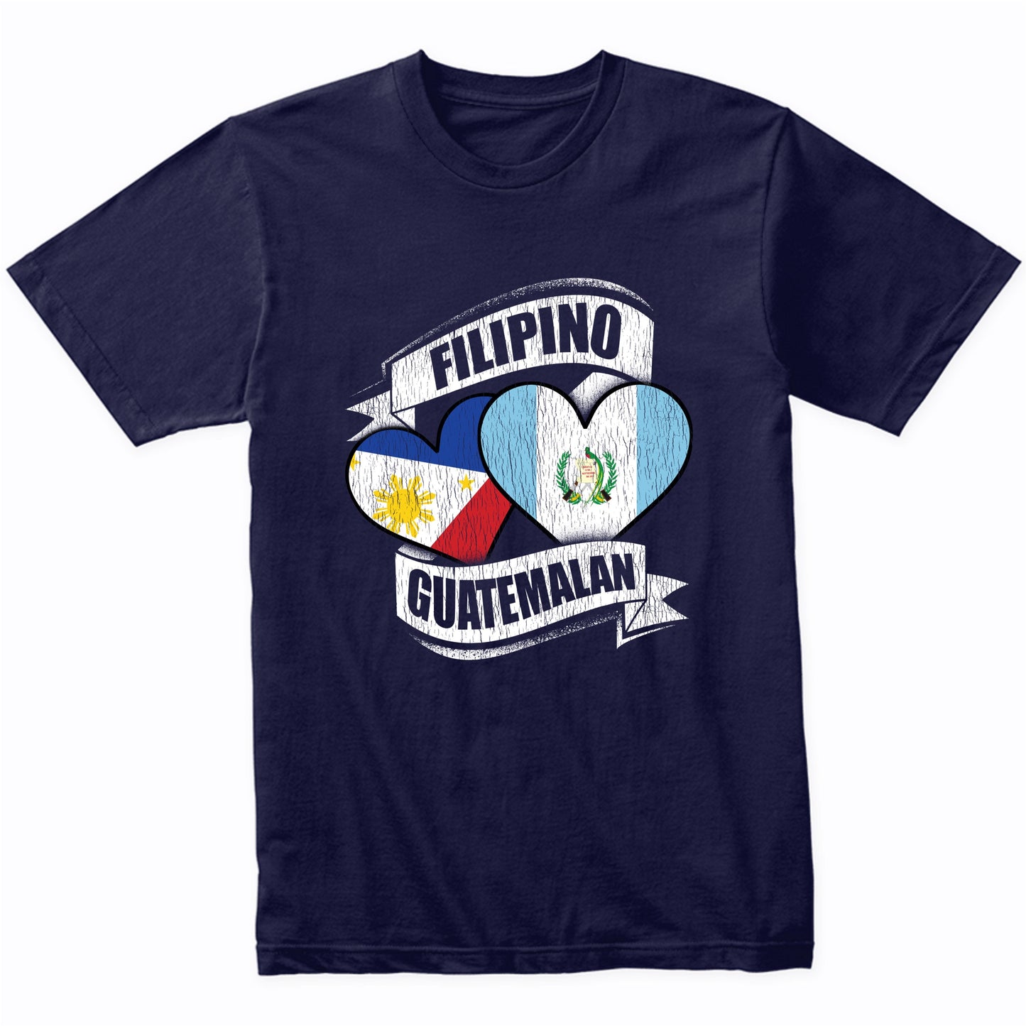 Filipino Guatemalan Hearts Philippines Guatemala Flags T-Shirt
