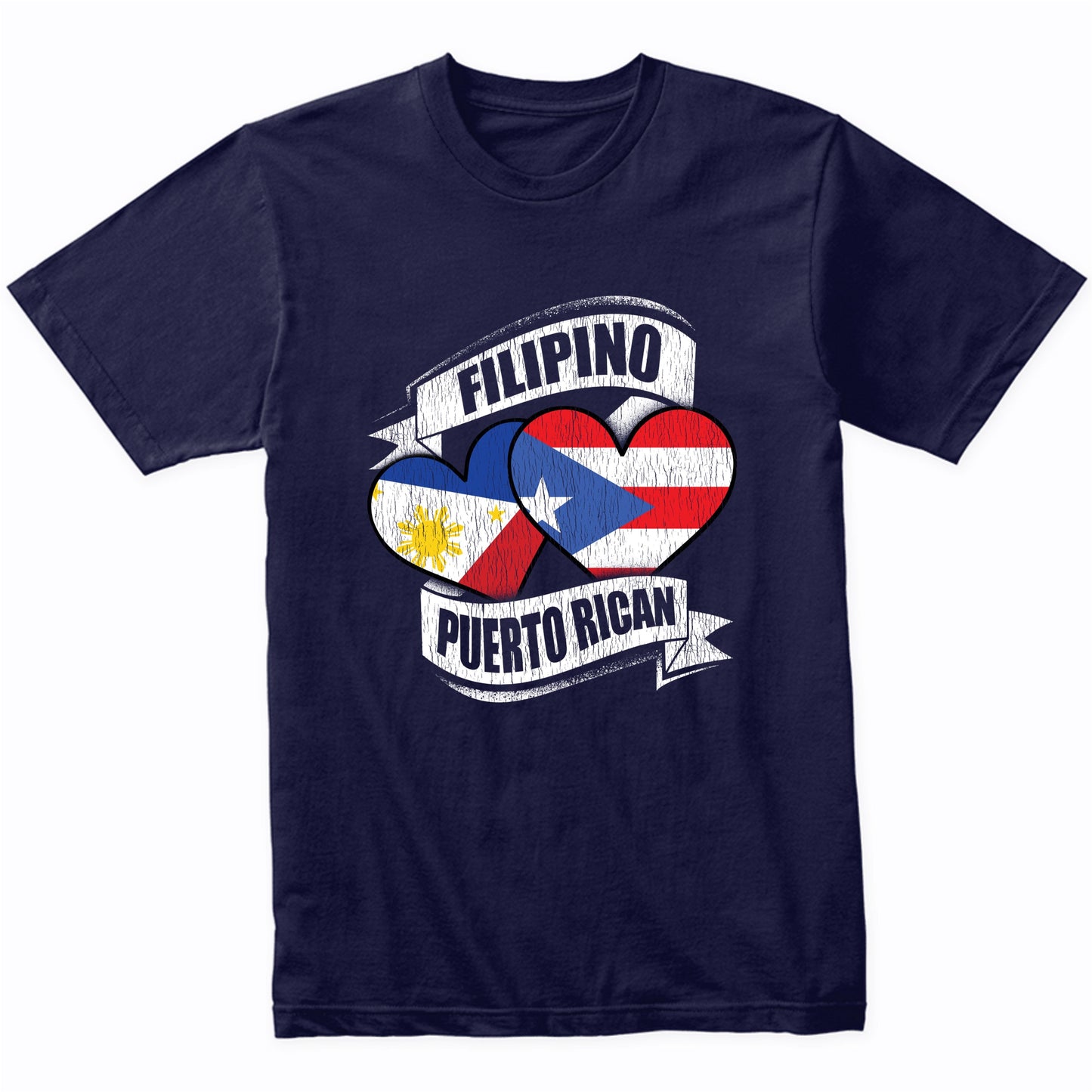 Filipino Puerto Rican Hearts Philippines Puerto Rico Flags T-Shirt