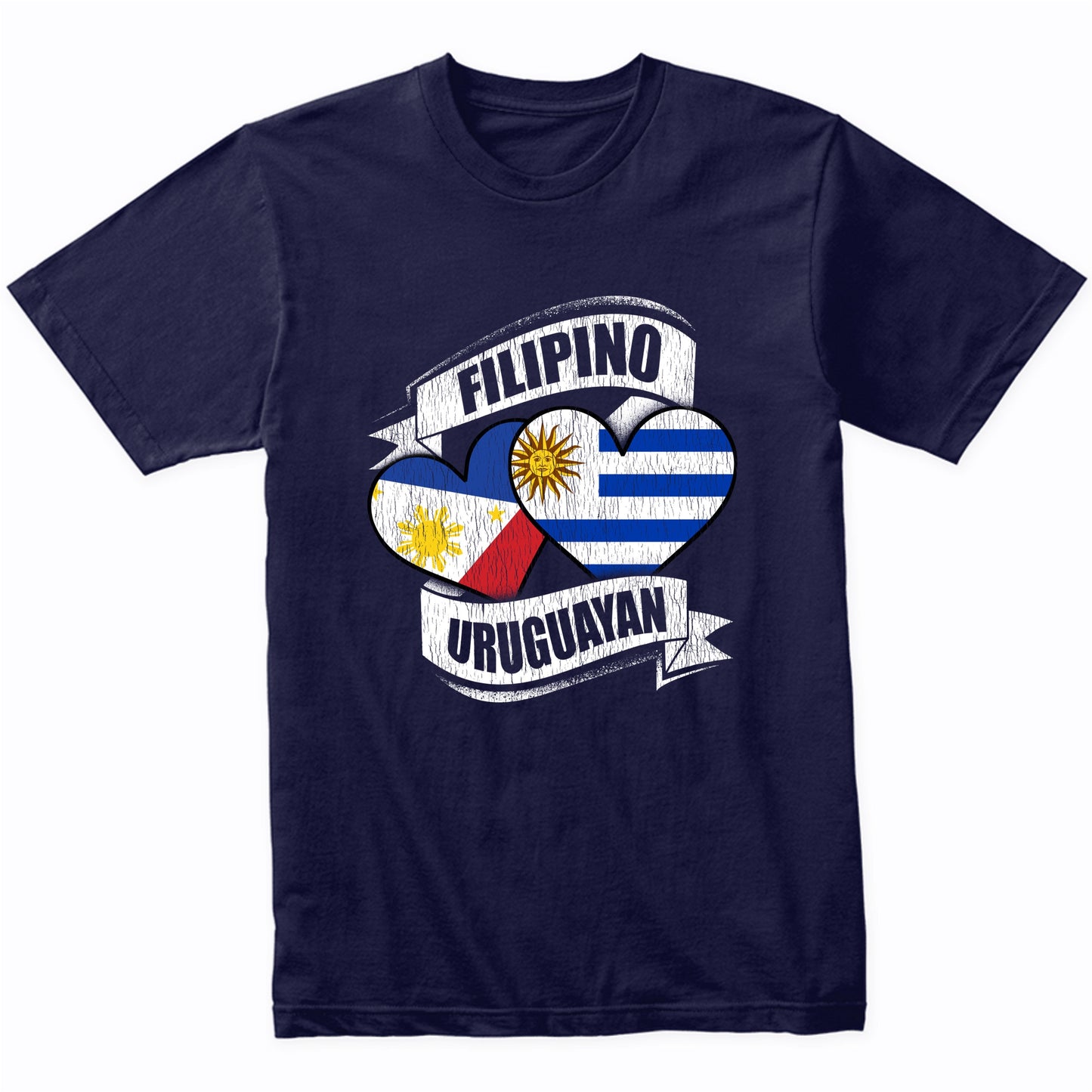 Filipino Uruguayan Hearts Philippines Uruguay Flags T-Shirt