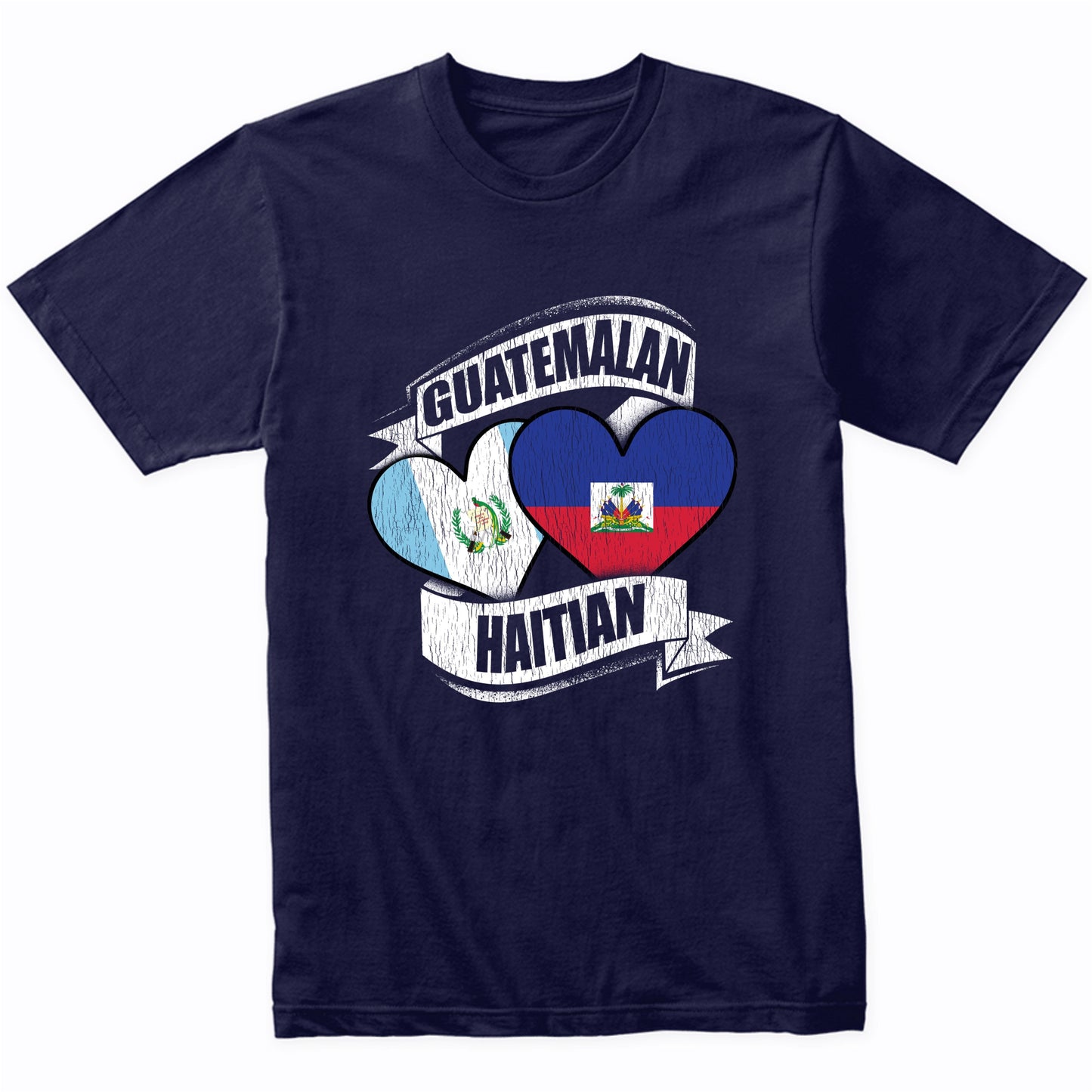 Guatemalan Haitian Hearts Guatemala Haiti Flags T-Shirt