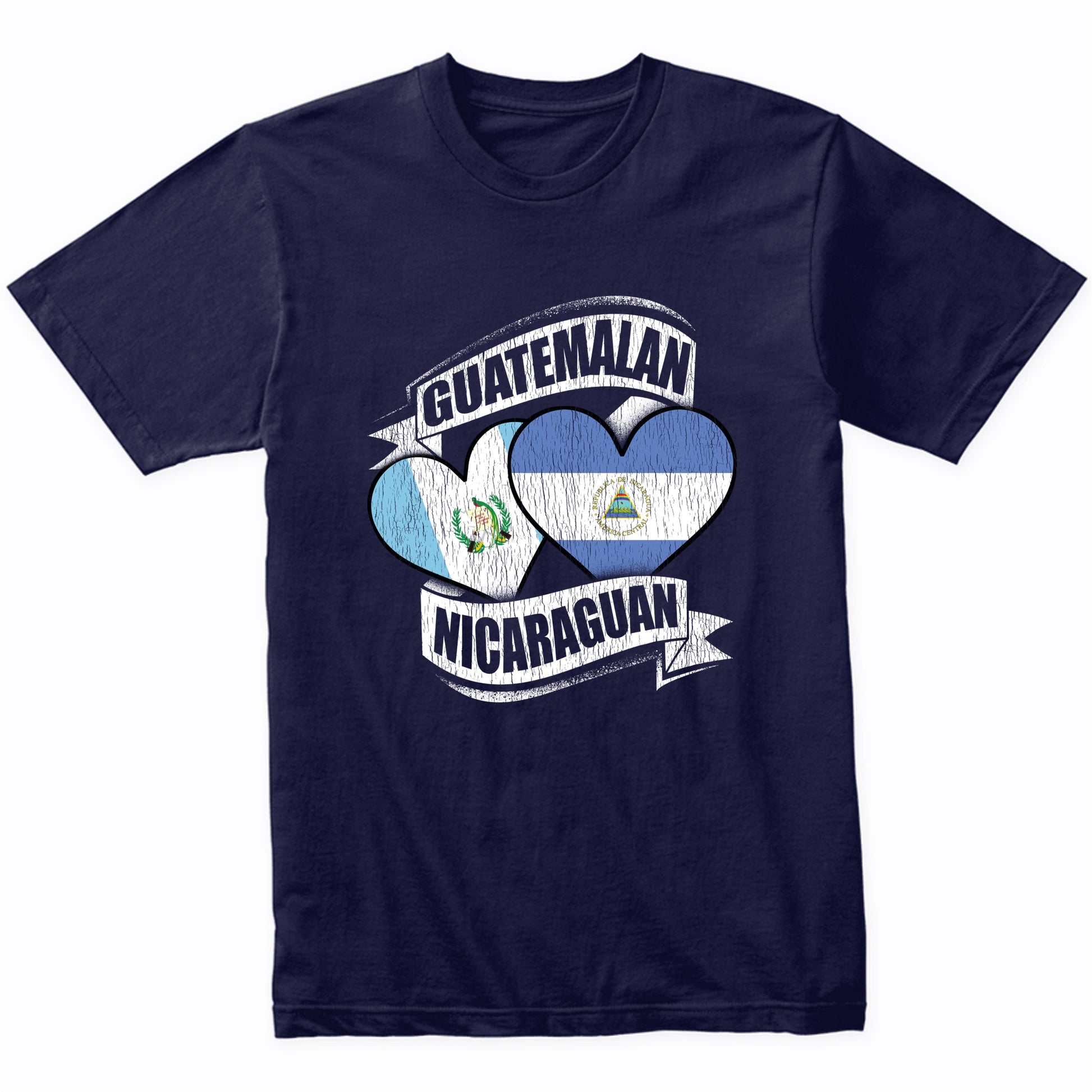 Guatemalan Nicaraguan Hearts Guatemala Nicaragua Flags T-Shirt