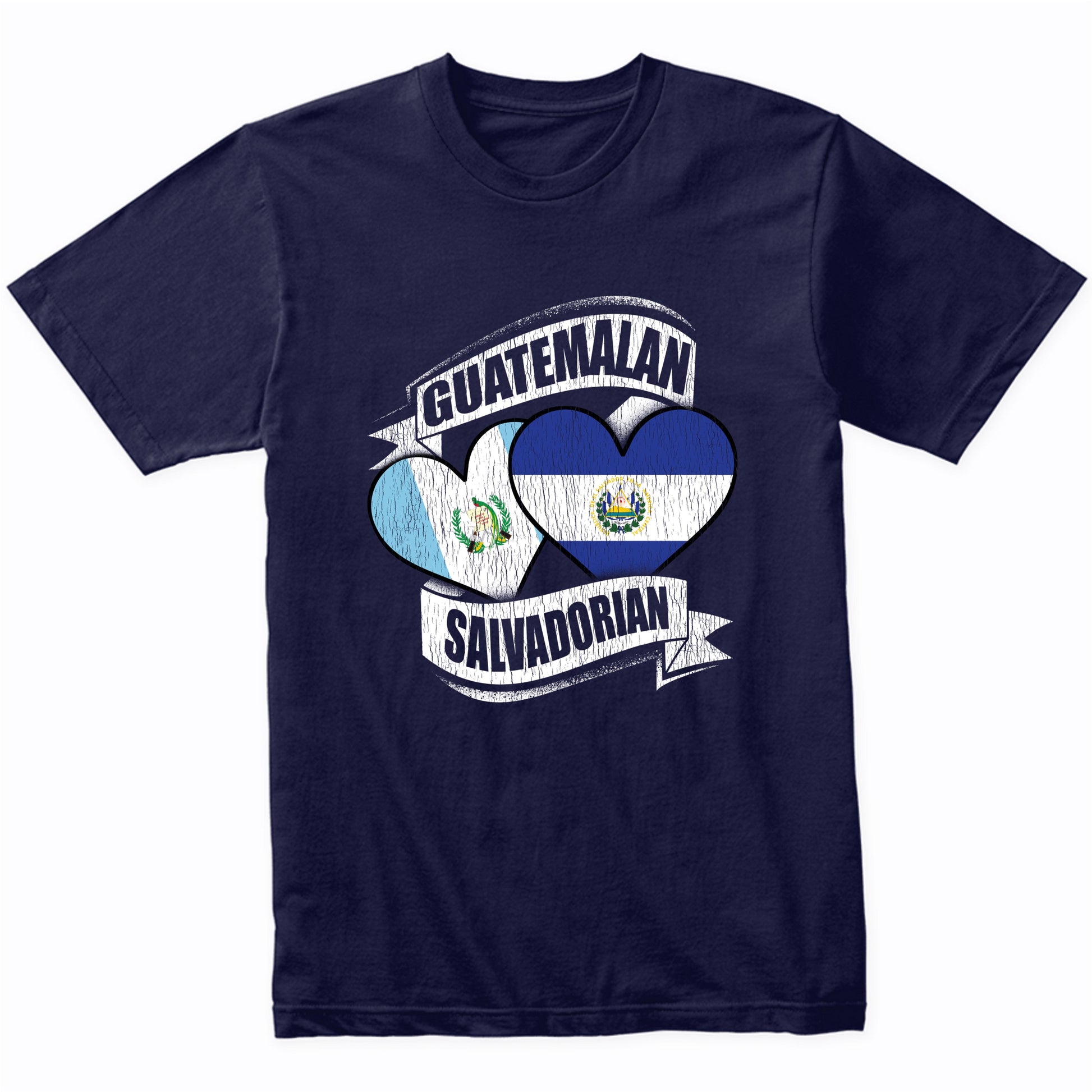 Guatemalan Salvadorian Hearts Guatemala El Salvador Flags T-Shirt