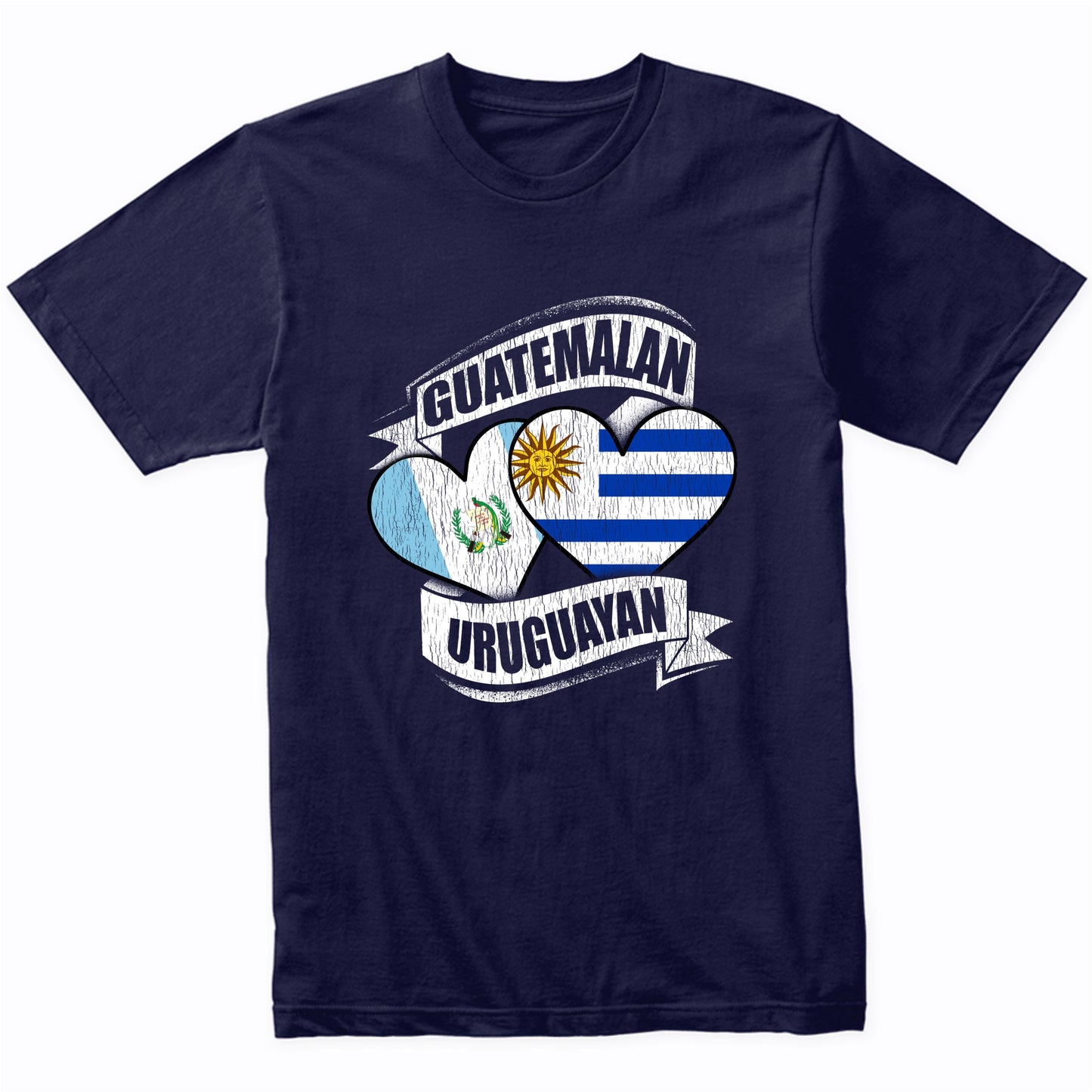 Guatemalan Uruguayan Hearts Guatemala Uruguay Flags T-Shirt