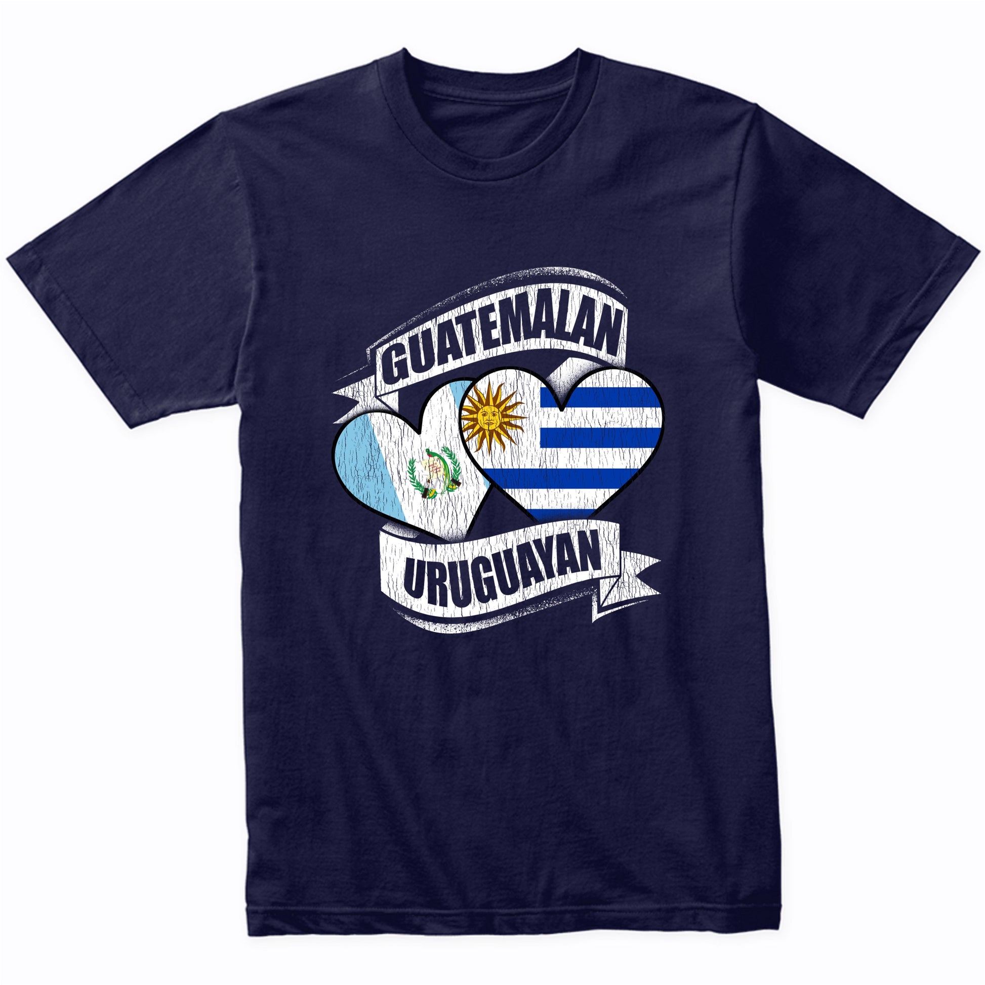 Guatemalan Uruguayan Hearts Guatemala Uruguay Flags T-Shirt