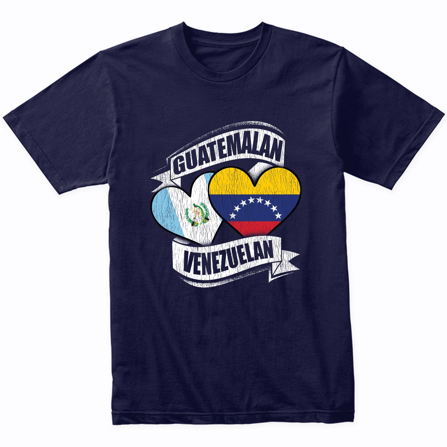 Guatemalan Venezuelan Hearts Guatemala Venezuela Flags T-Shirt