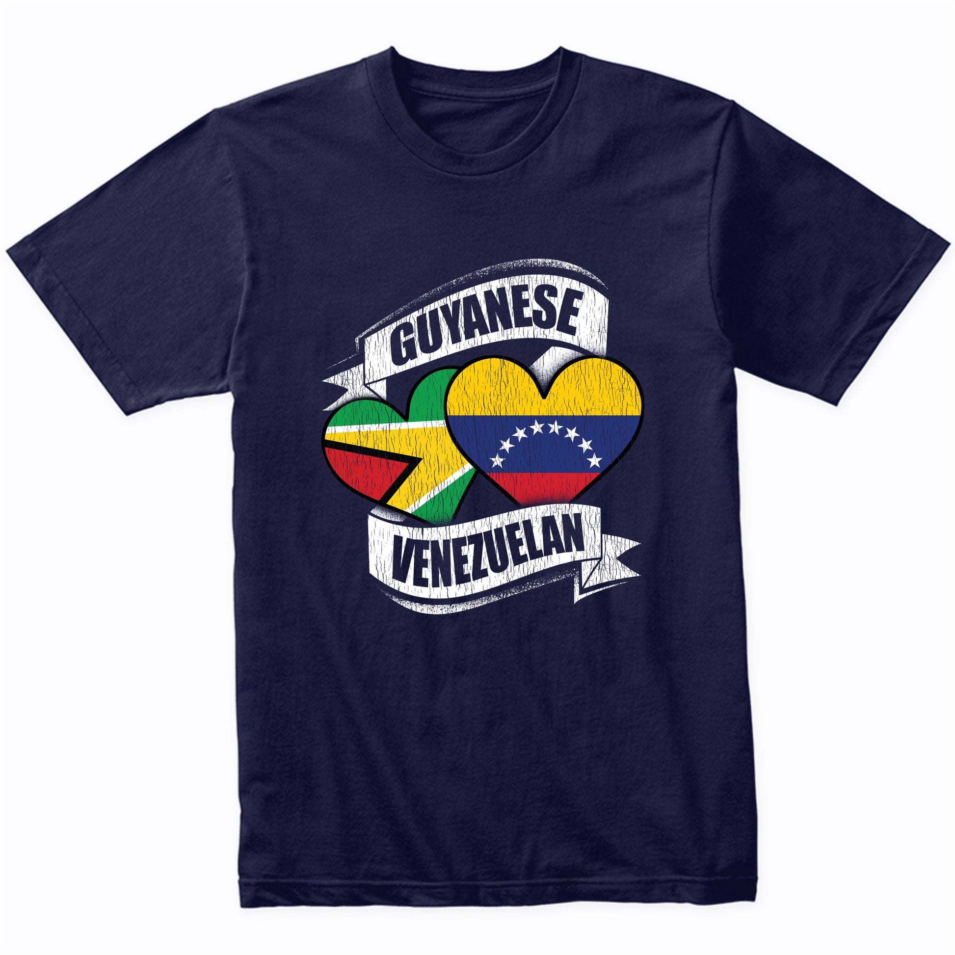 Guyanese Venezuelan Hearts Guyana Venezuela Flags T-Shirt