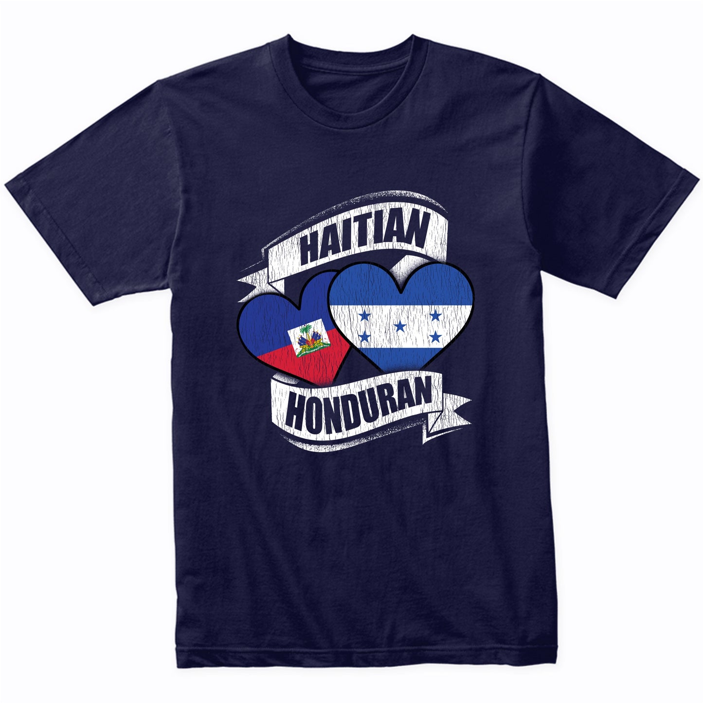 Haitian Honduran Hearts Haiti Honduras Flags T-Shirt