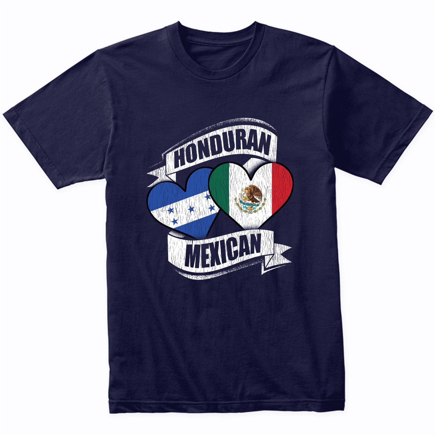 Honduran Mexican Hearts Honduras Mexico Flags T-Shirt