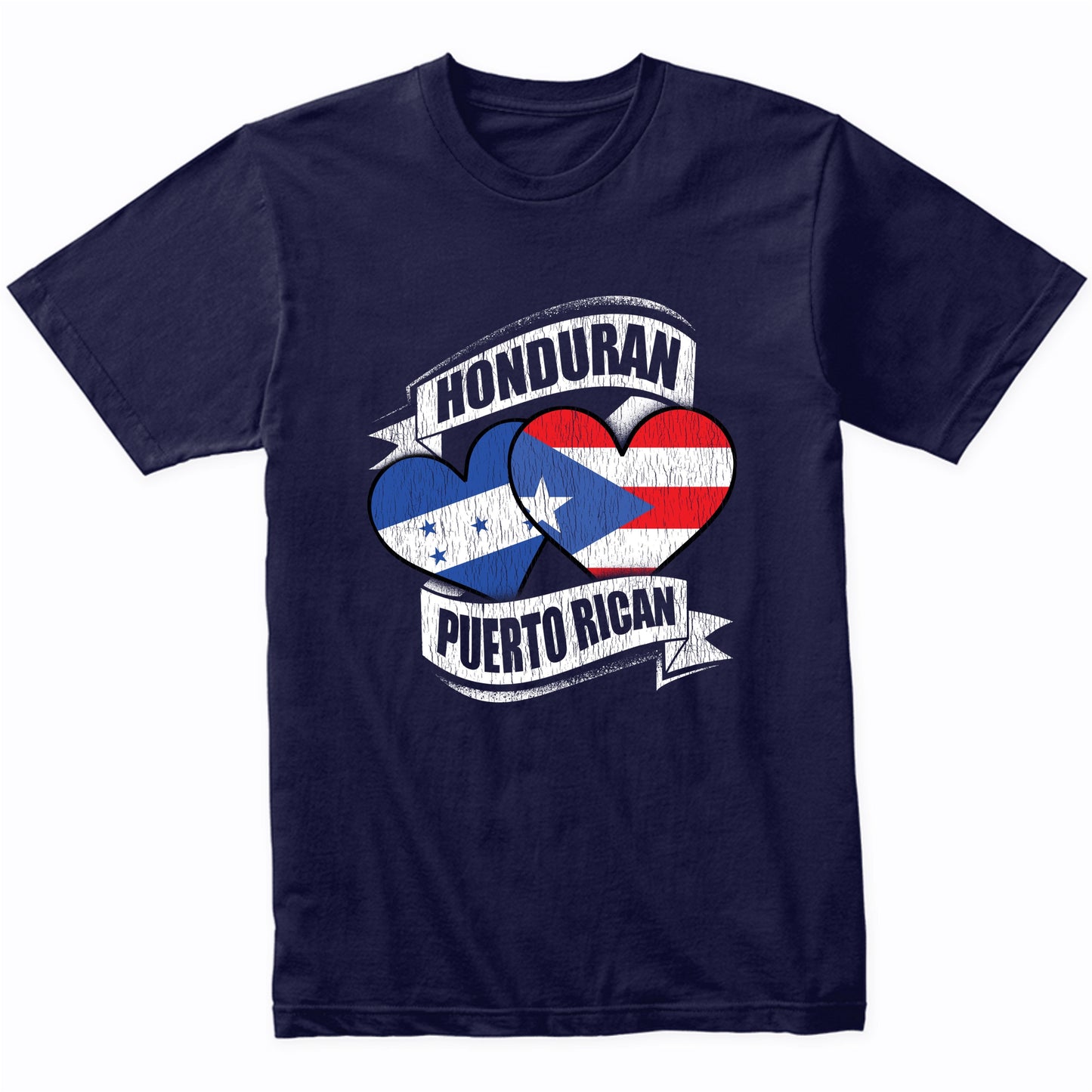 Honduran Puerto Rican Hearts Honduras Puerto Rico Flags T-Shirt