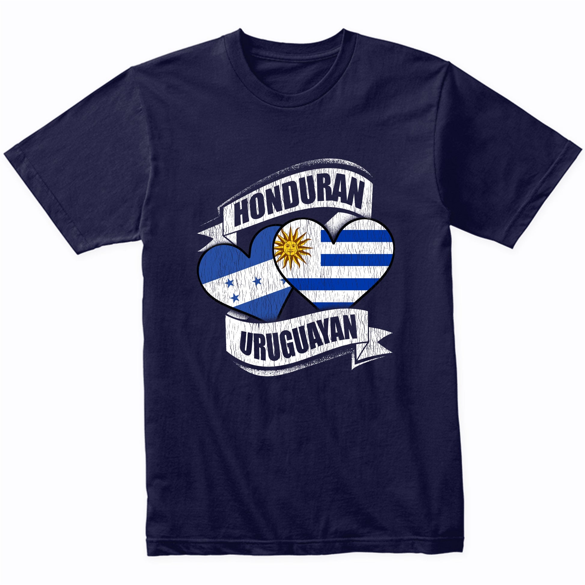 Honduran Uruguayan Hearts Honduras Uruguay Flags T-Shirt