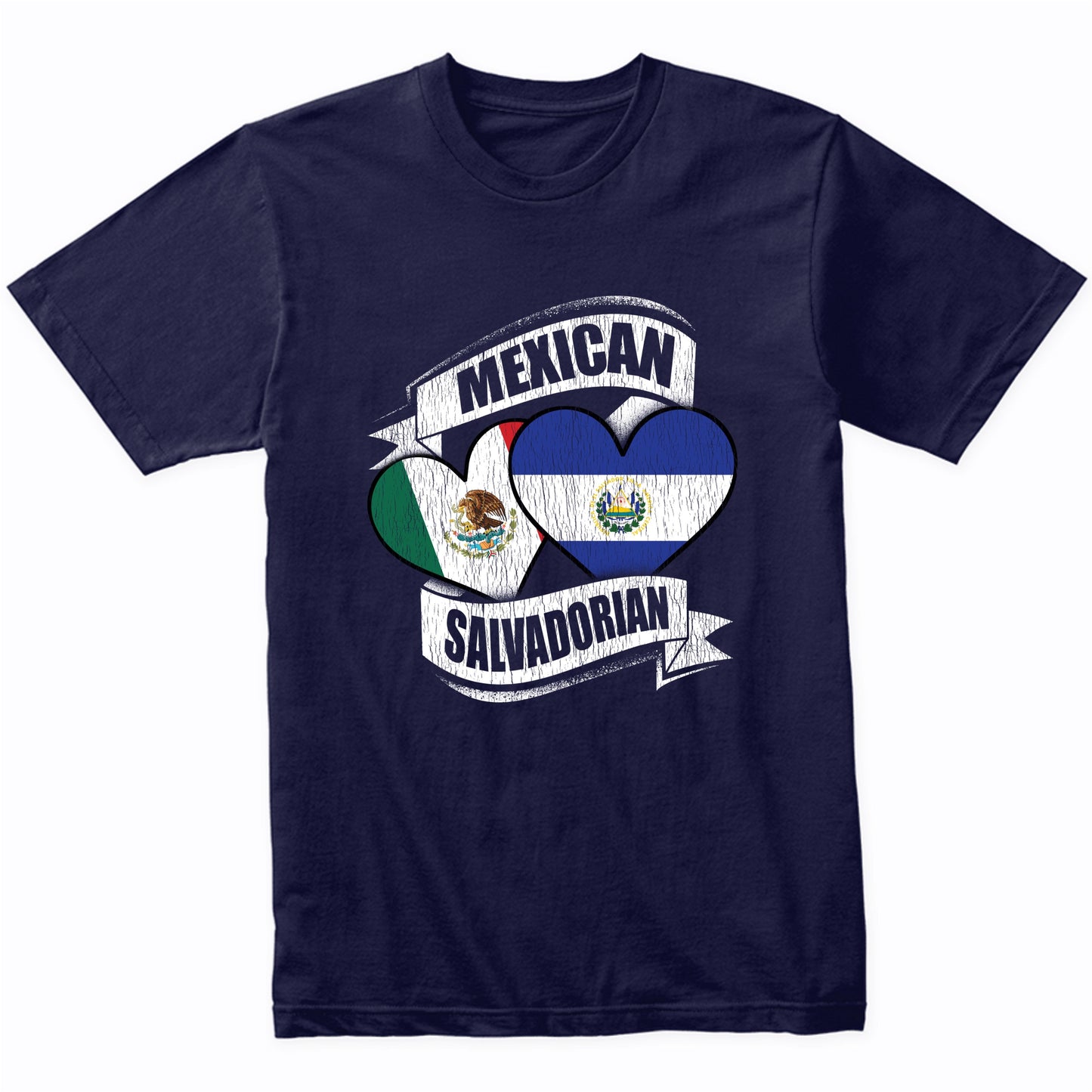 Mexican Salvadorian Hearts Mexico El Salvador Flags T-Shirt