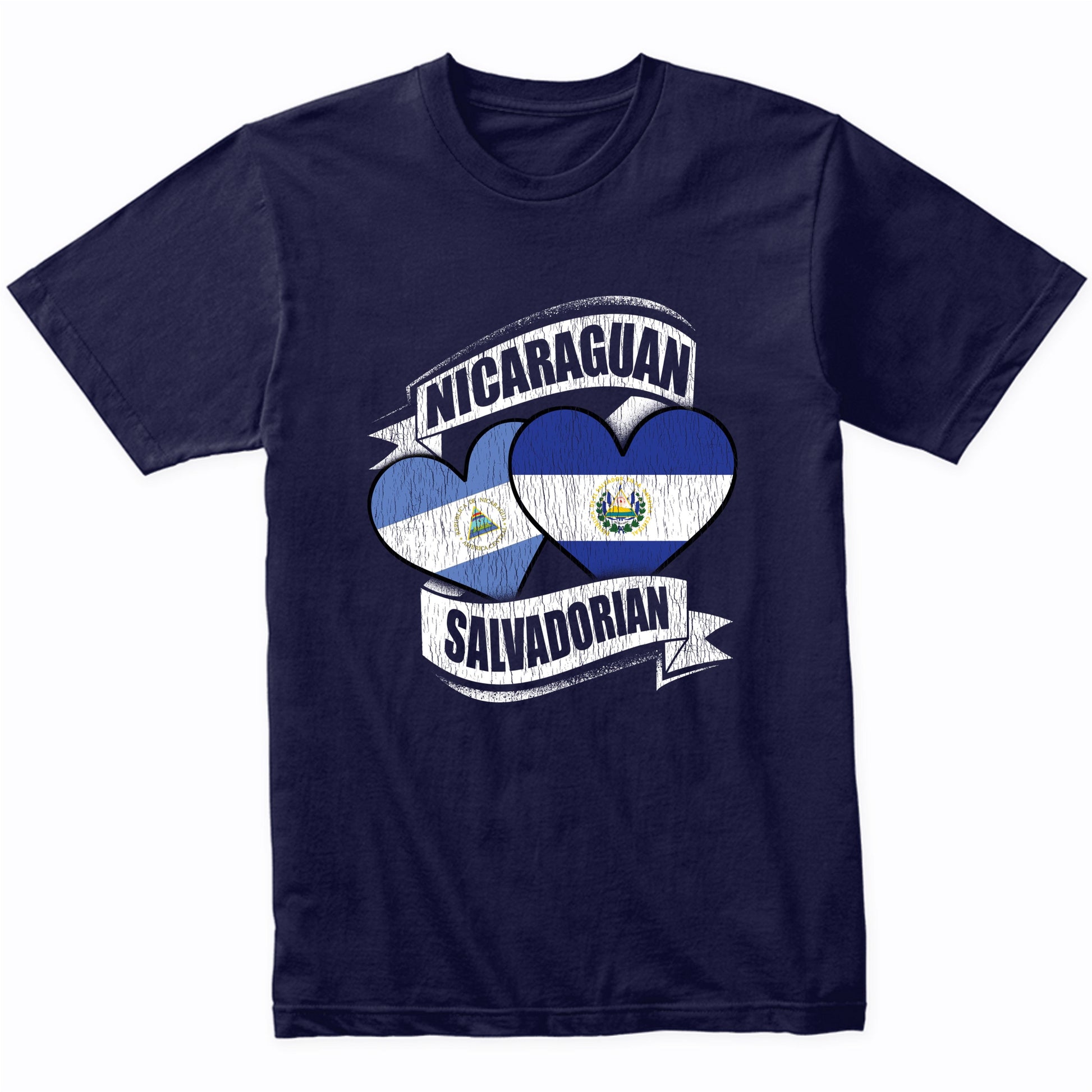 Nicaraguan Salvadorian Hearts Nicaragua El Salvador Flags T-Shirt