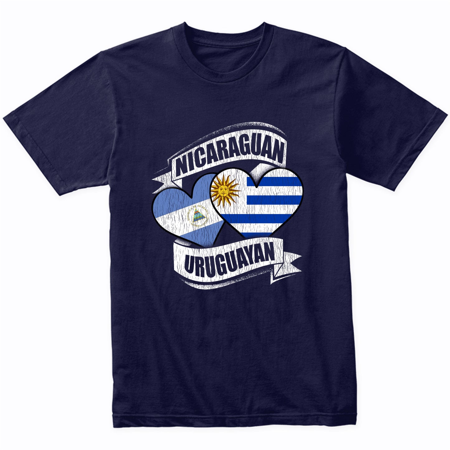 Nicaraguan Uruguayan Hearts Nicaragua Uruguay Flags T-Shirt