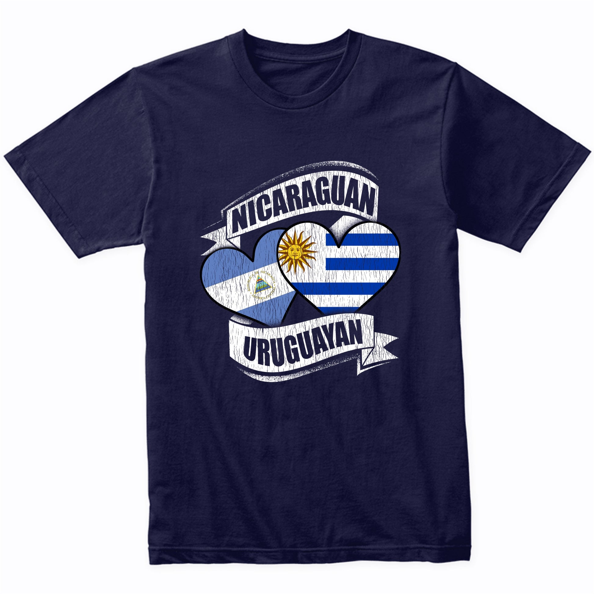 Nicaraguan Uruguayan Hearts Nicaragua Uruguay Flags T-Shirt
